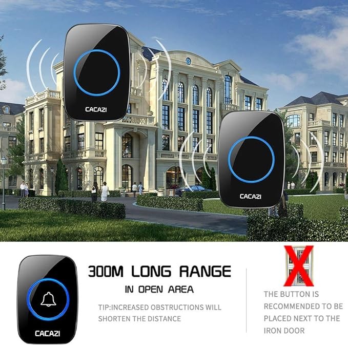 1000FT Wireless Doorbell Waterproof 1 Plugin Receiver Adjustable Volume 38 Chime