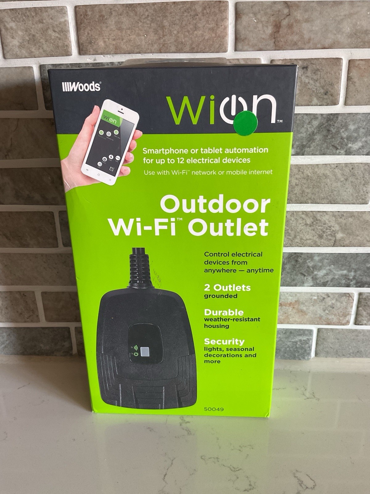 Woods 50049 WiOn Outdoor Wi-Fi Timer 125 volt Black New In Box