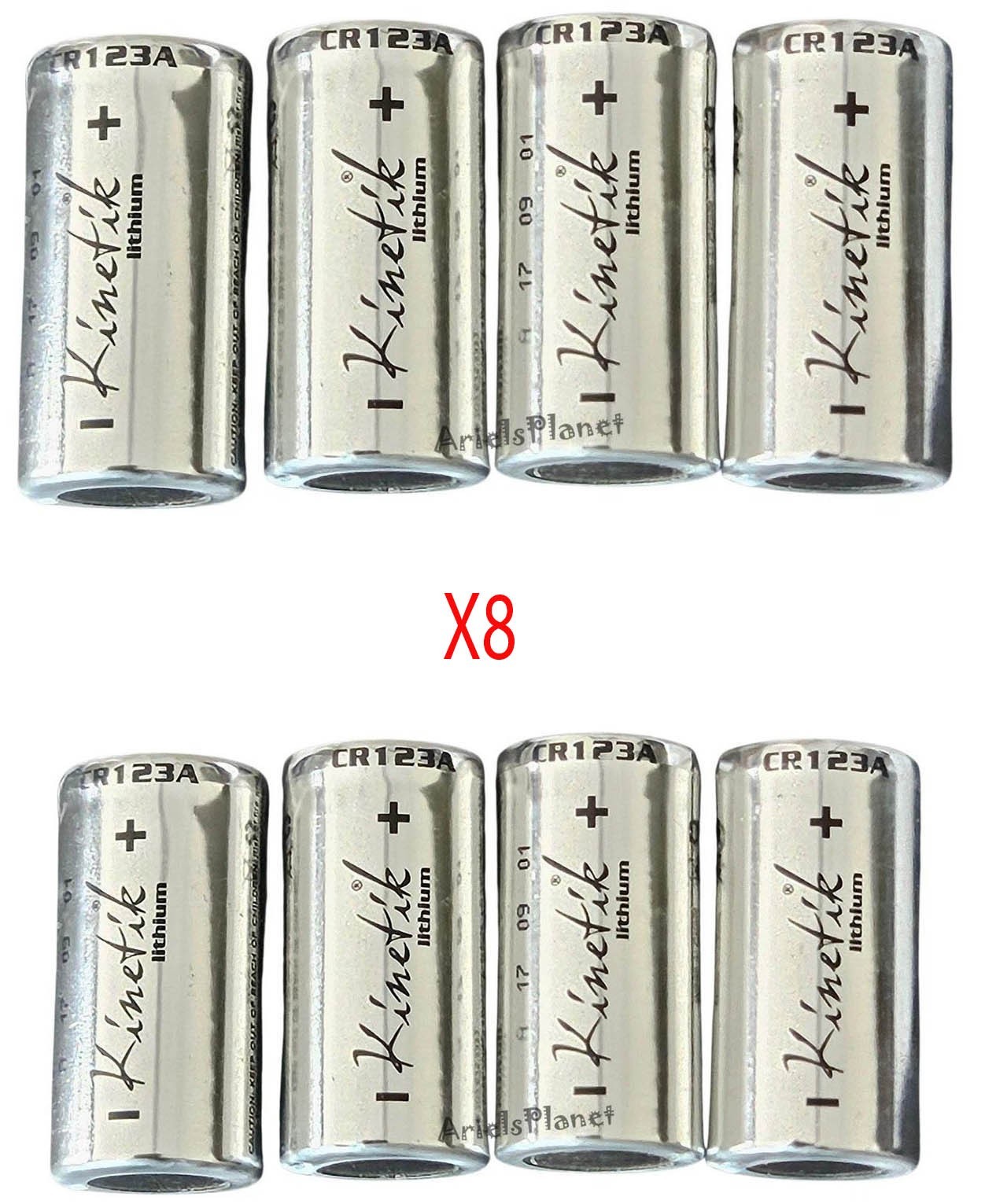 Kinetik CR123A Lithium UPG Batteries 3V Lot of 8