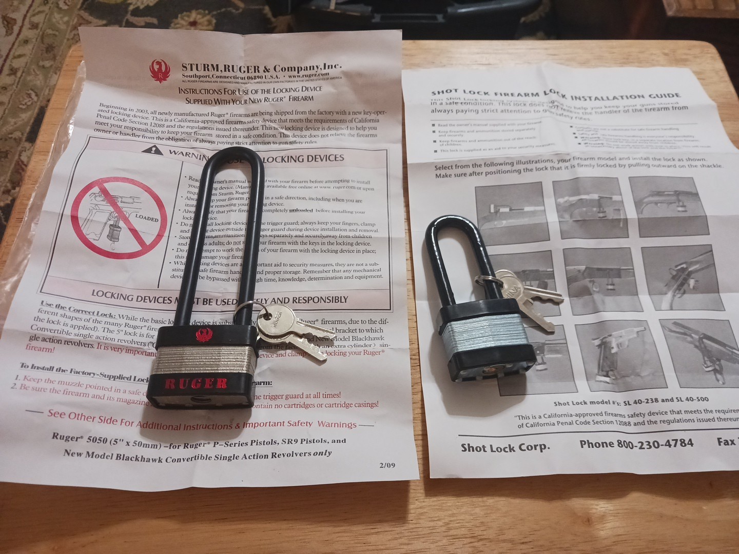 New Ruger 5050 5" 50mm & Shot Lock 2.5" 40mm Gun Padlocks 2 Keys Free Shipping