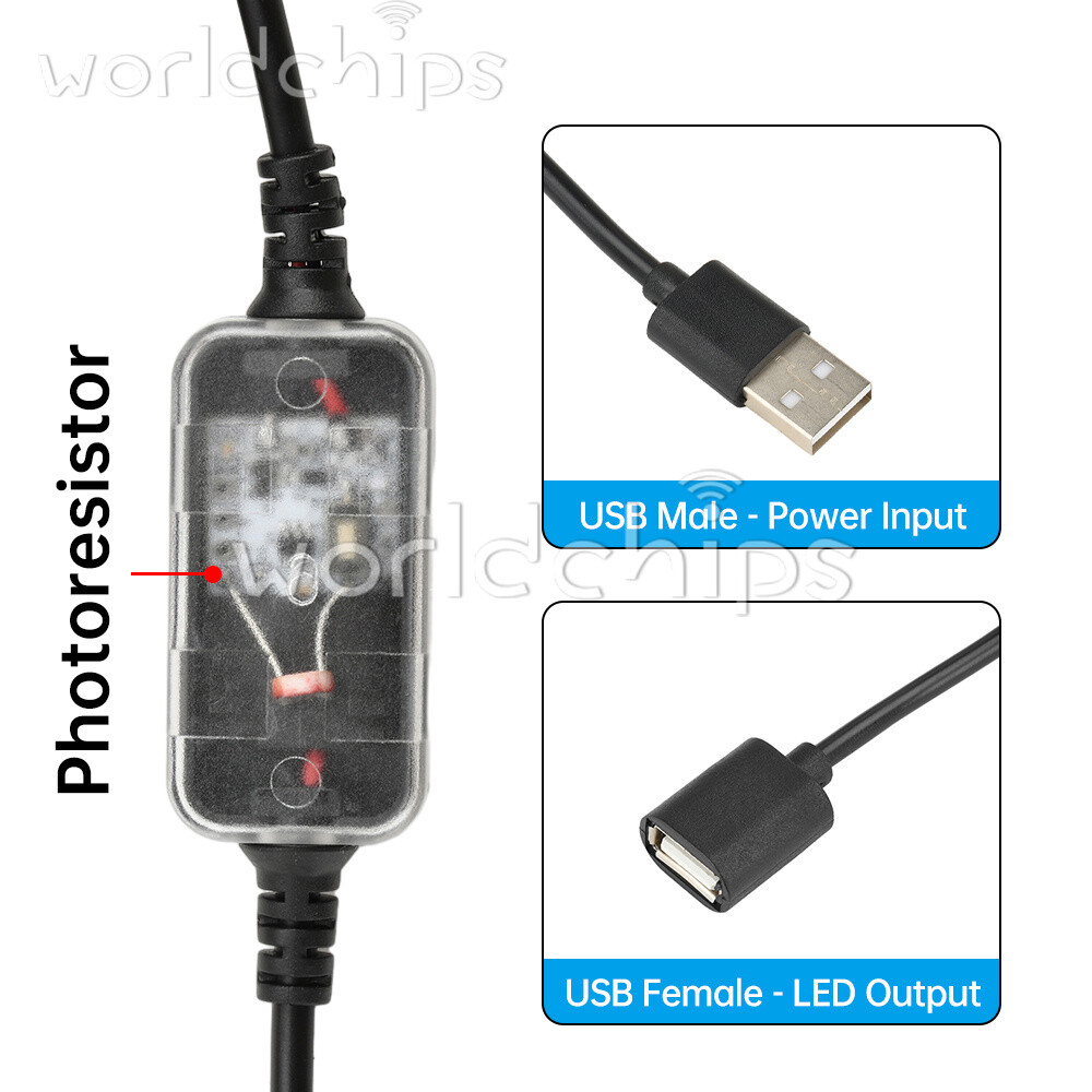 Light Sensor Switch Light Control Sensor Switch USB Cable Day/Night Auto-On Home