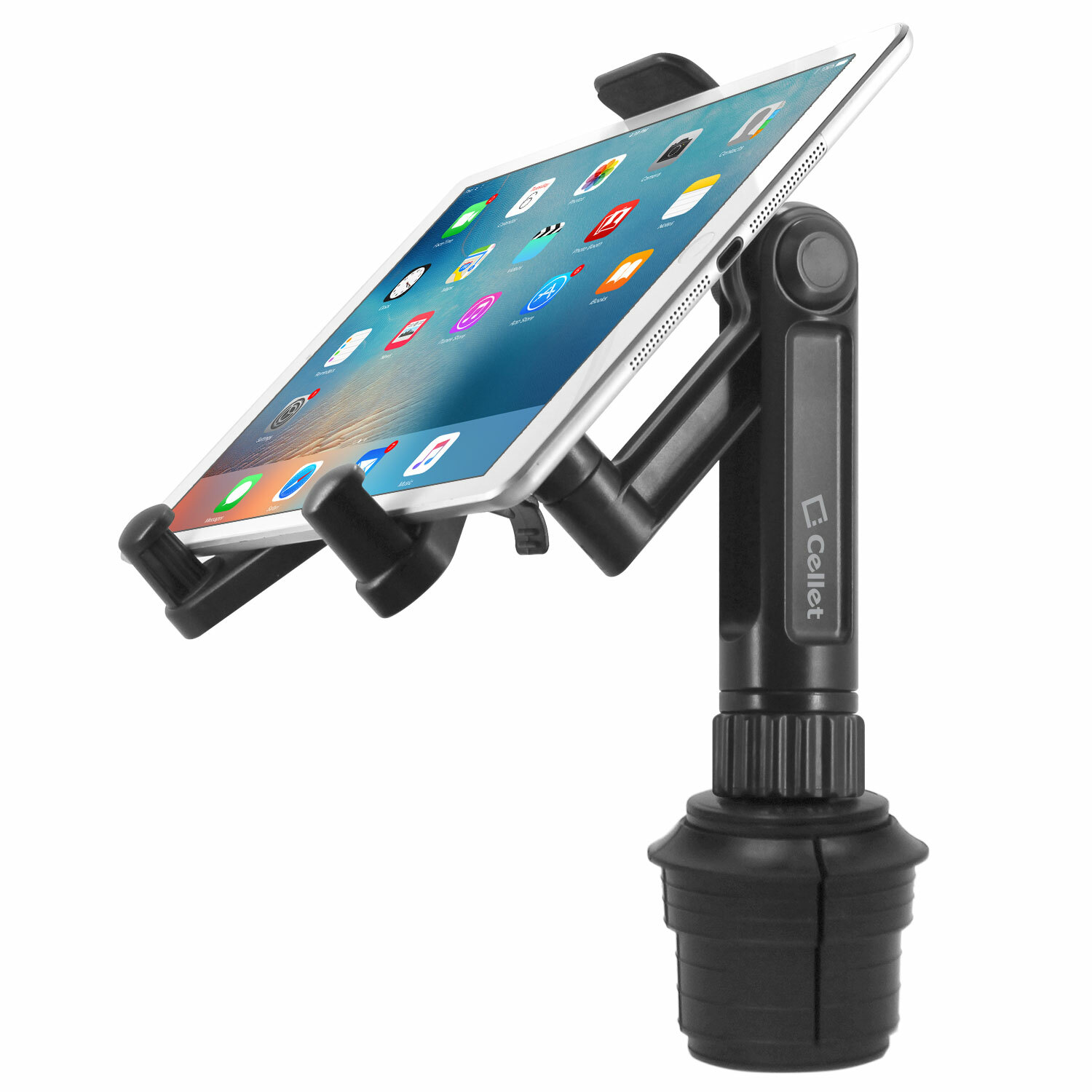 Tablet Cup Holder Mount- Apple iPad Pro Air Mini Galaxy Tab S7 S6 S5e A7 A6