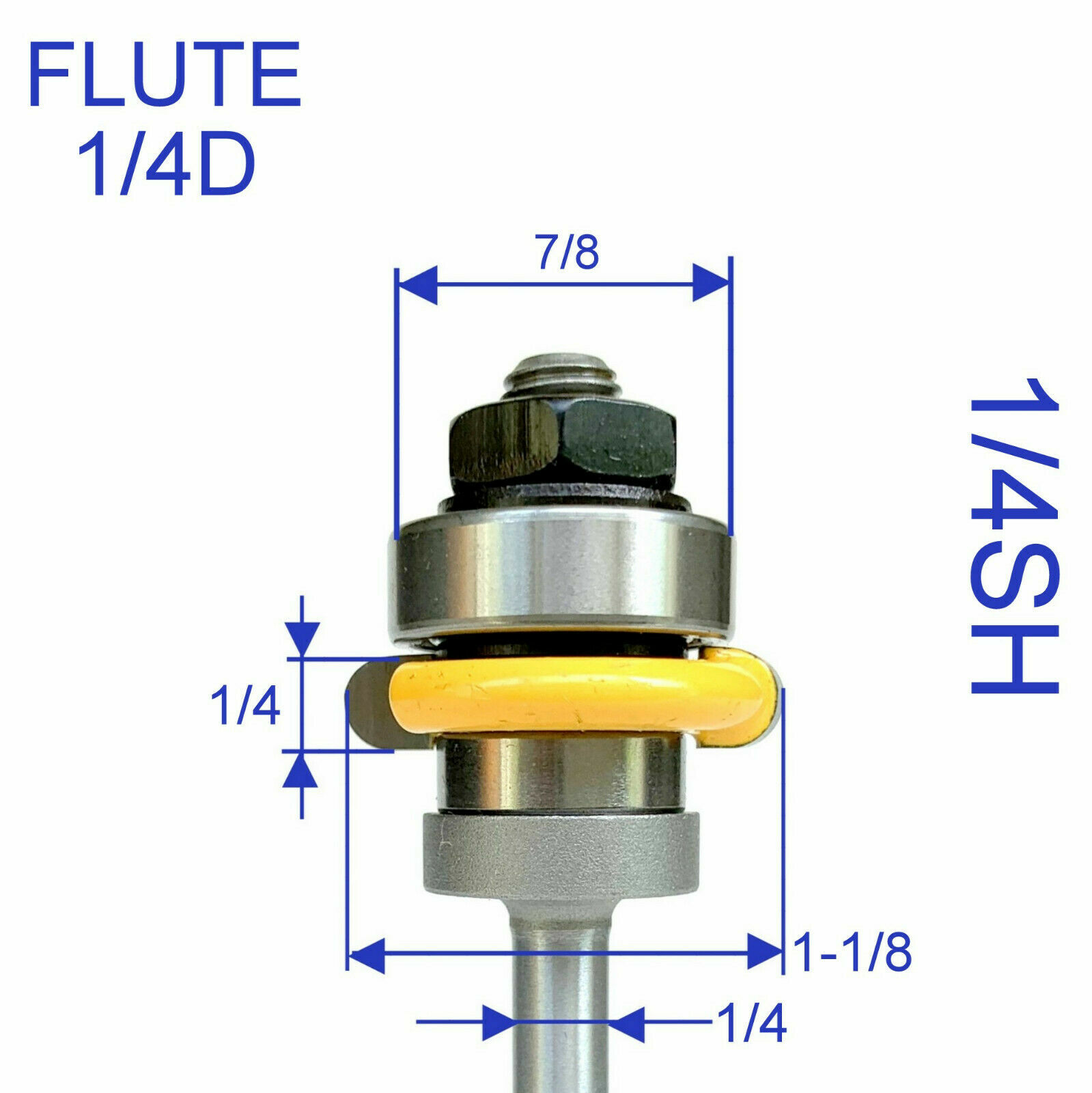 1pc 1/4" shank 1/4" Diameter w/Top Bearing Flute Router Bit S