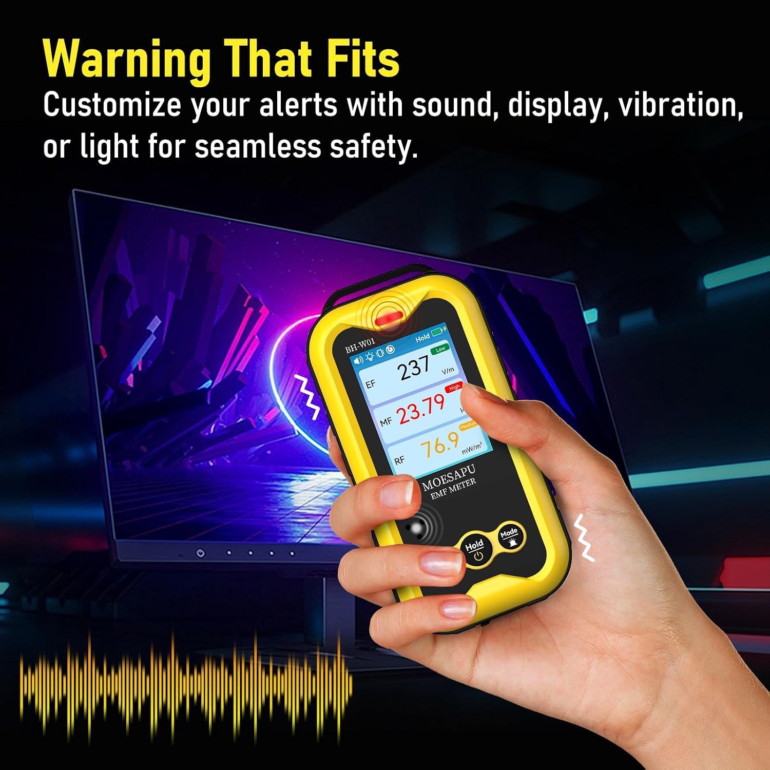 3-in-1 EMF Meter - Portable Radiation Detector for Ghost Hunting & RF Fields