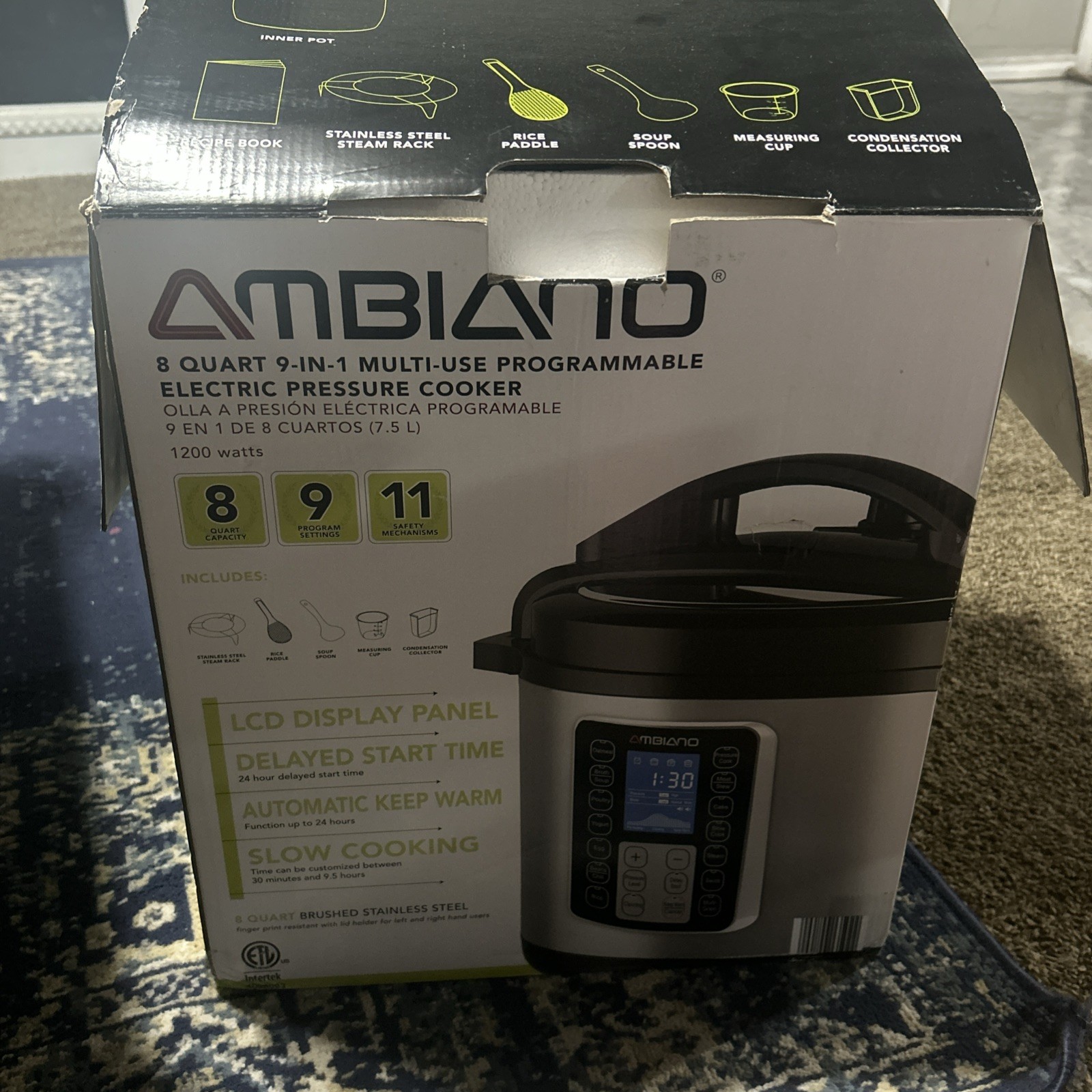 AMBIANO 8 QUART PROGRAMABLE PRESSURE COOKER GT801