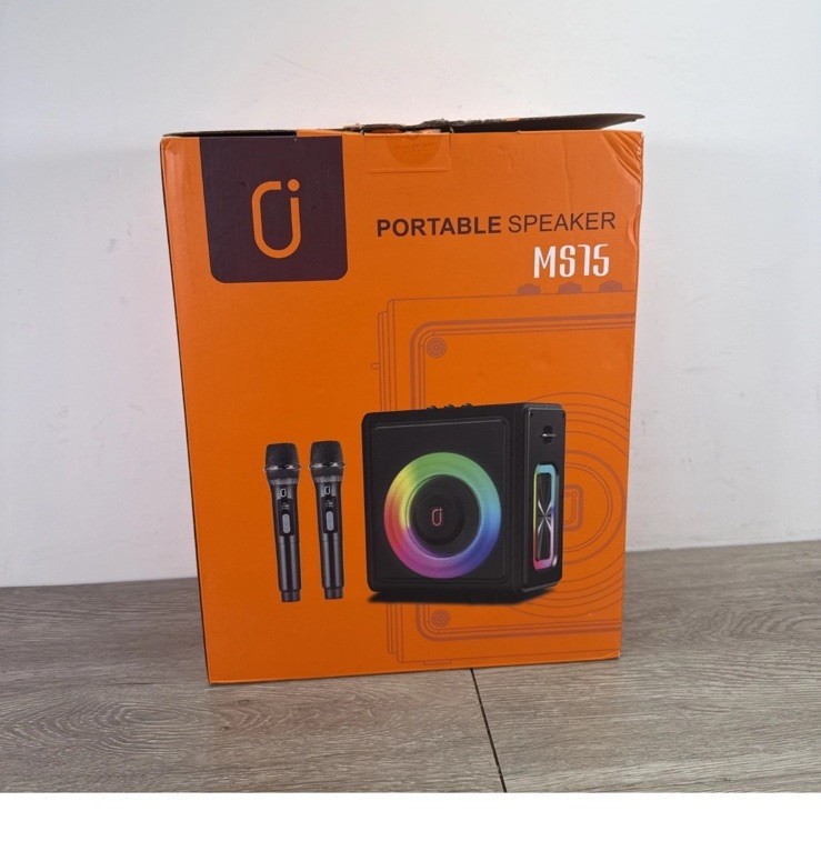 Karaoke Machine, Portable Bluetooth 5.3 Speaker with 2 Wireless Microphones MS75