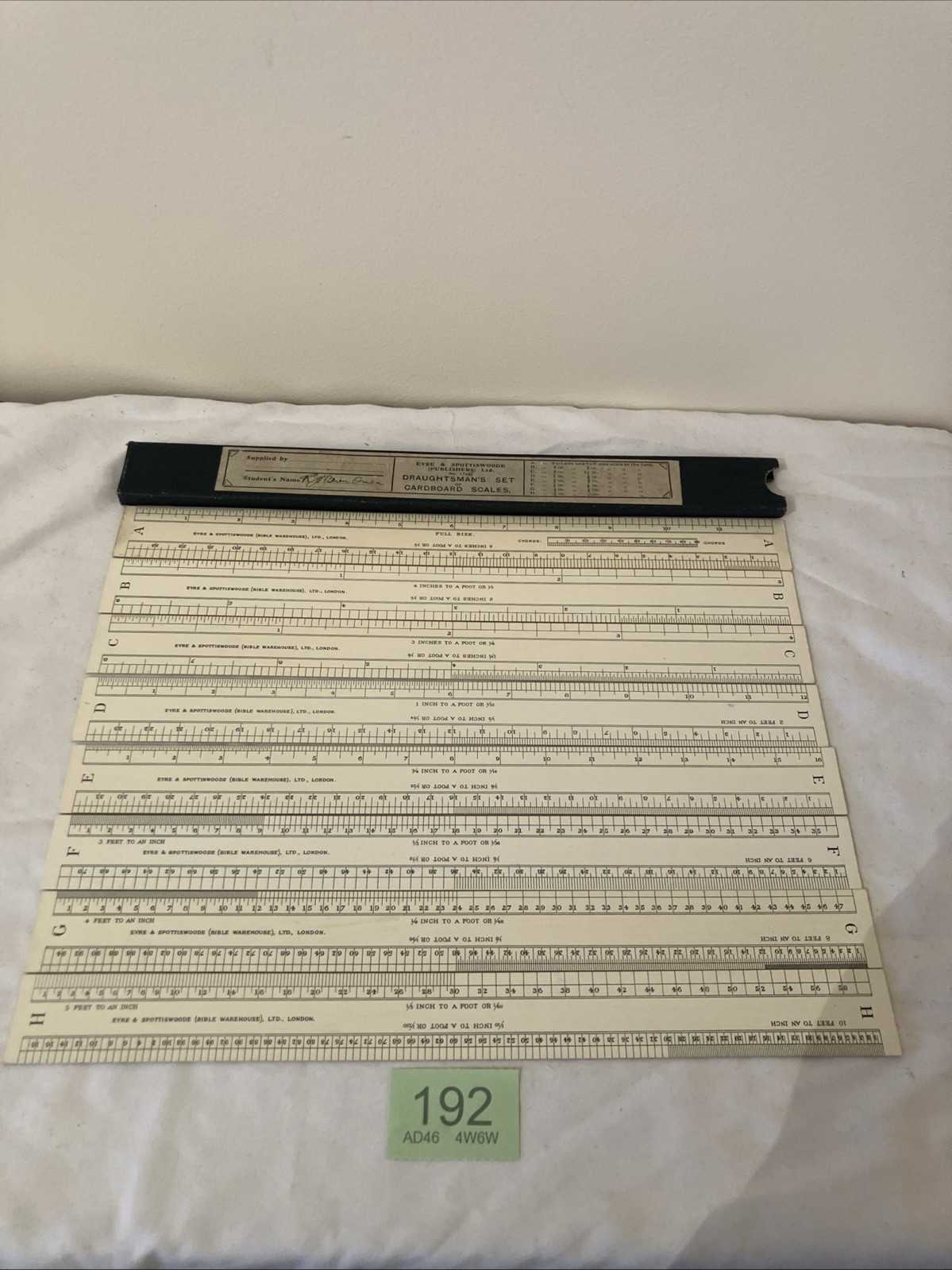 Draughtman’s Set Of Cardboard Scales By Eyre & Spottiswoode Set Of 8
