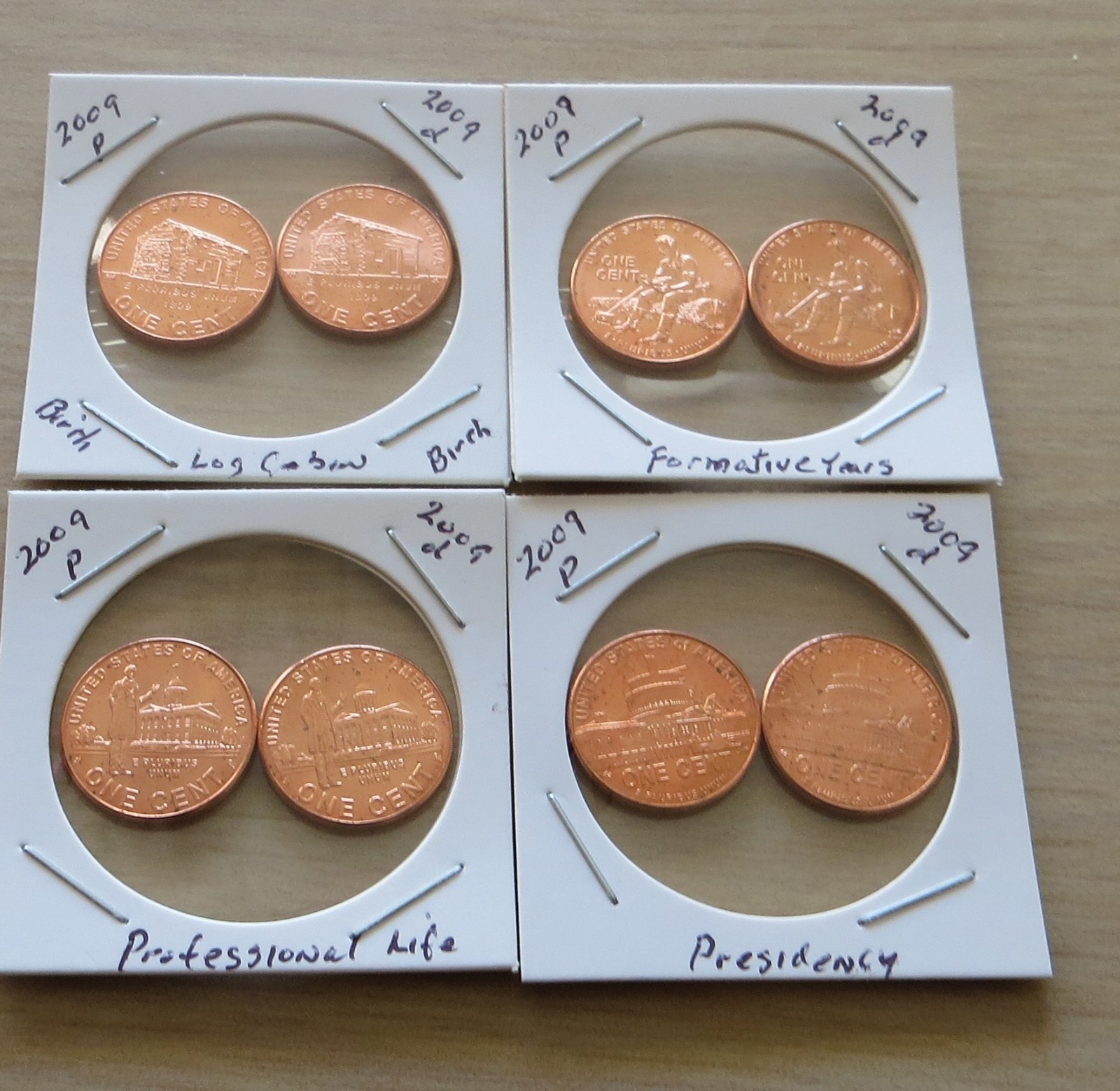 2009  Bicentennial full set PD mint pennies (13P1-4) from US mint Rolls