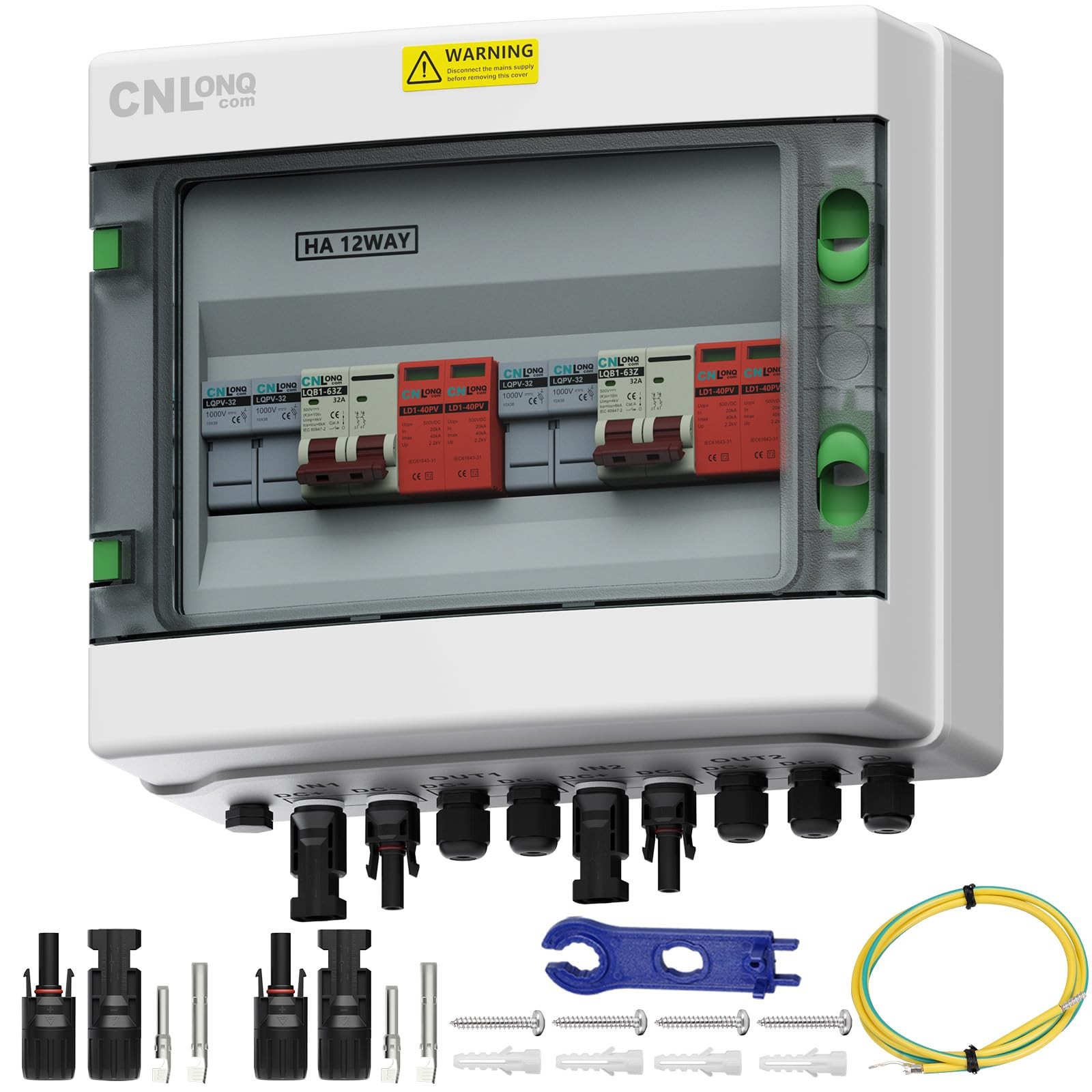 Cnlonqcom 2 String Solar Pv Combiner 2 In 2 Out Ip65 Dc500V 32A Circuit Breaker