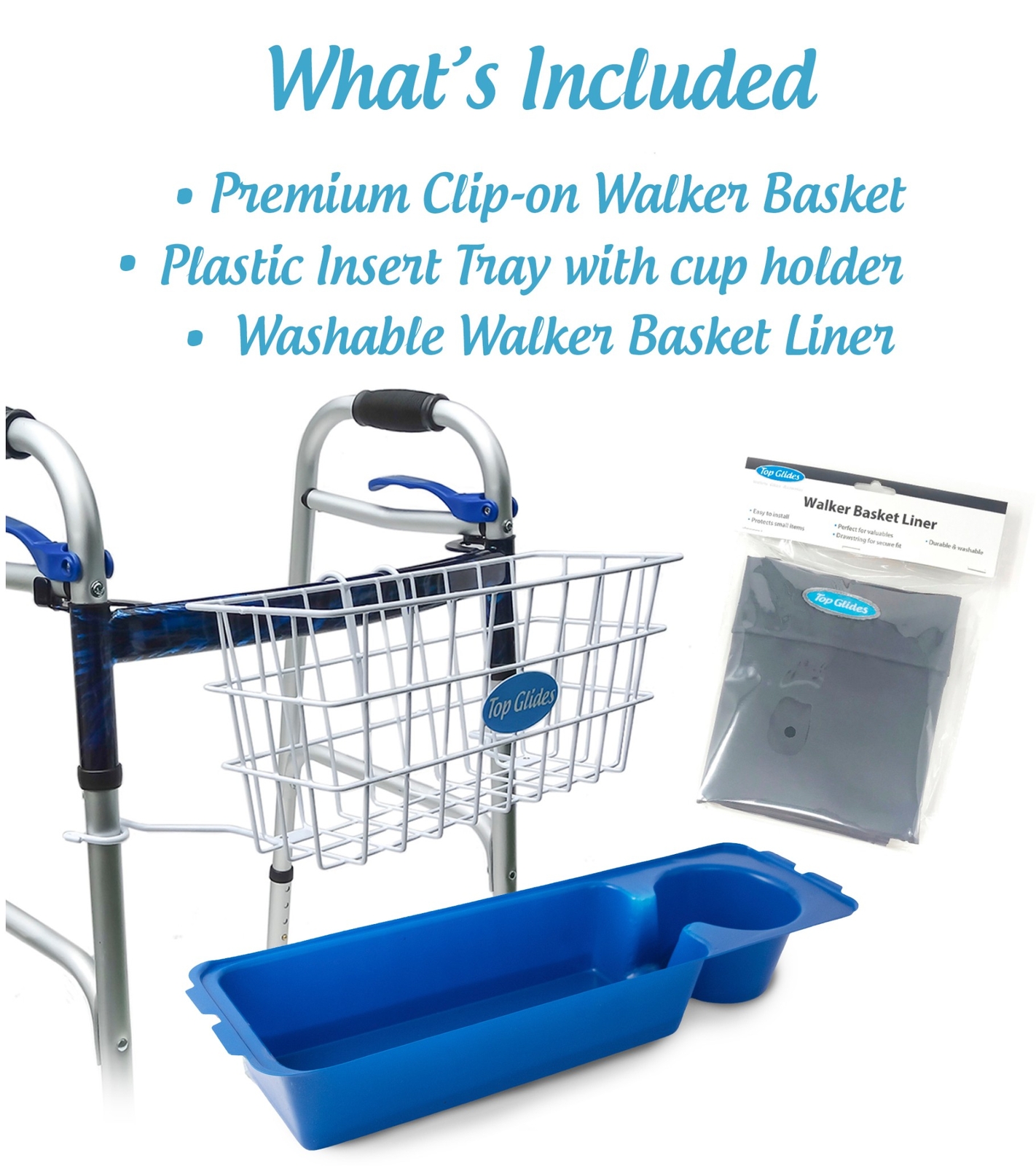 BUNDLE: Premium Wire Walker Basket with Washable Basket Liner - All Colors