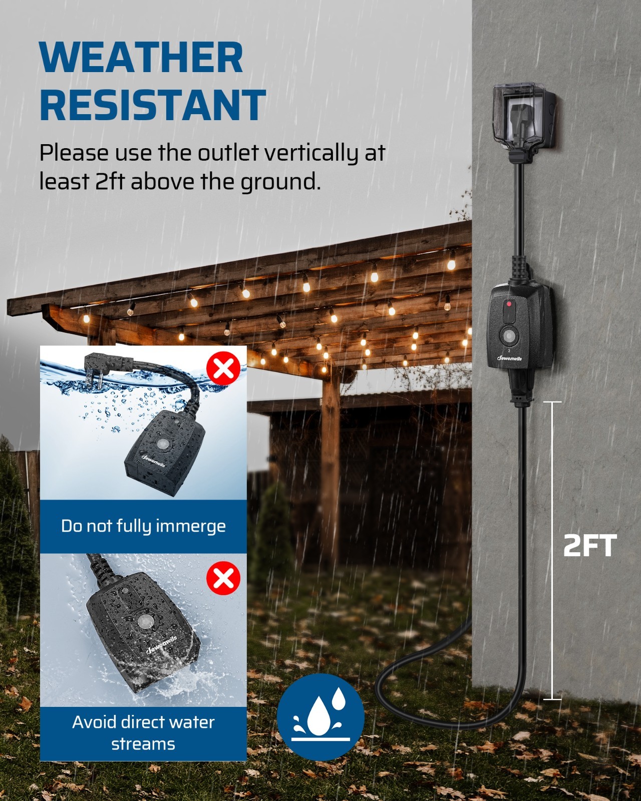 DEWENWILS Outdoor Remote Control Outlet, 125V 15A Wireless Remote Control Switch