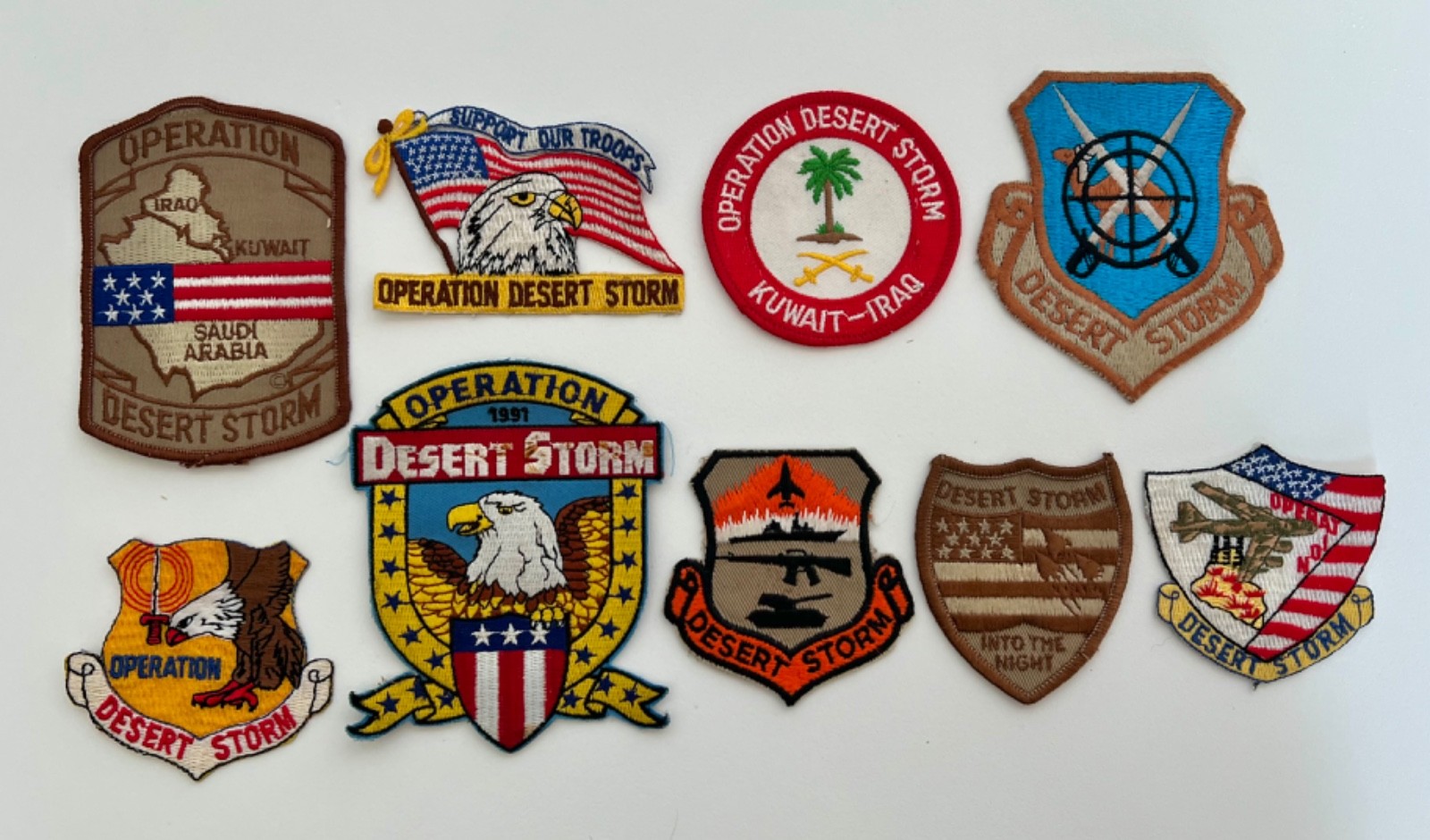 Operation Desert Storm Gulf War Military Embroidered Patch Lot of 9 Vintage NOS