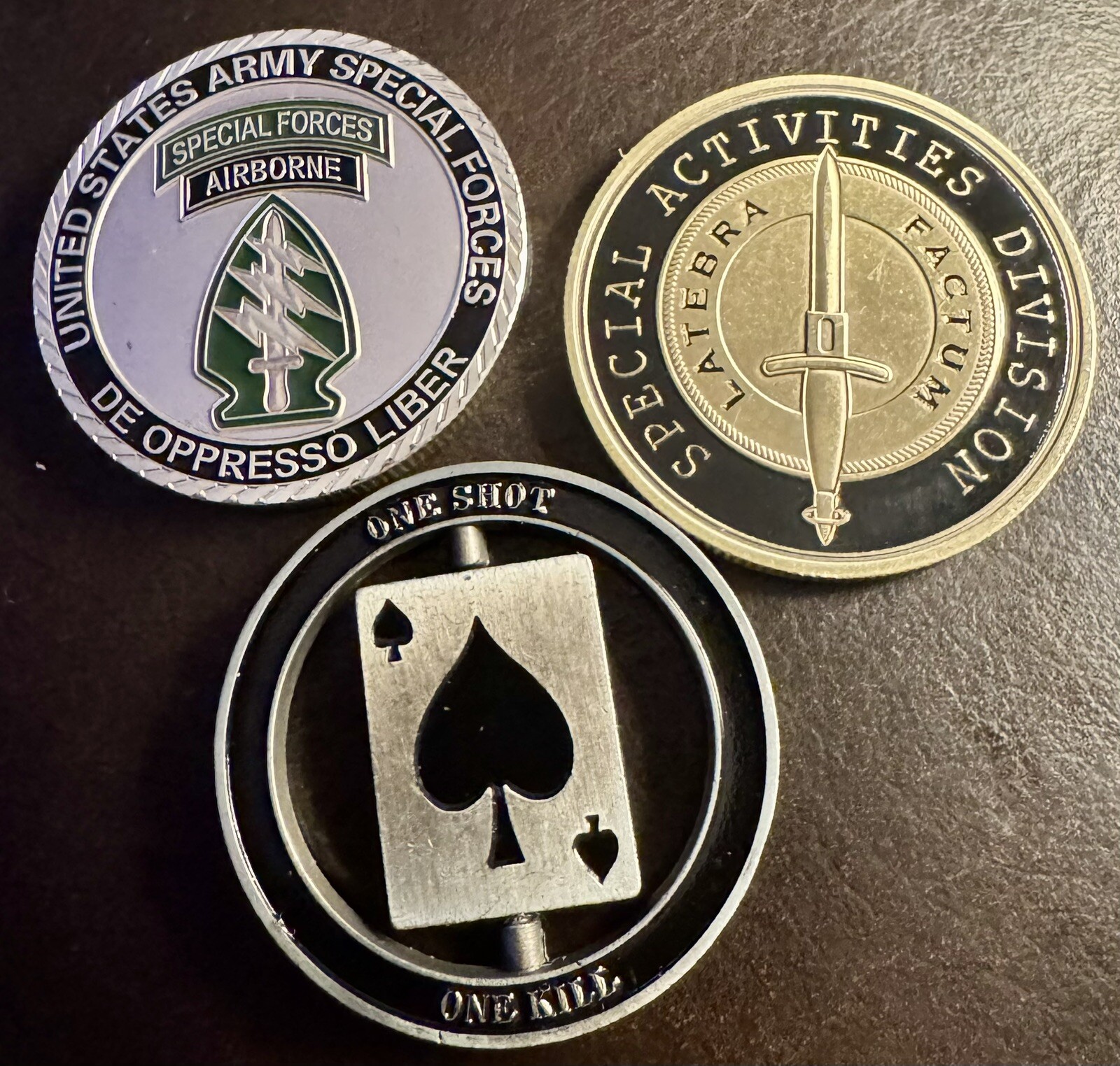The United States Army Special Forces And CIA SAG Sniper Challenge Coin Set