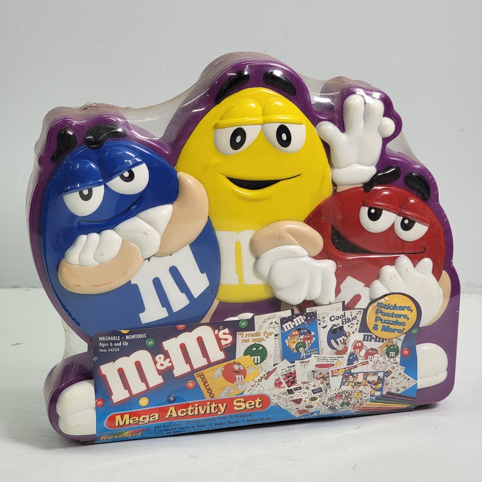 Vintage 1999 Rose Art M & M's Mega Activity Art Kit Book Stickers Puzzles Sealed