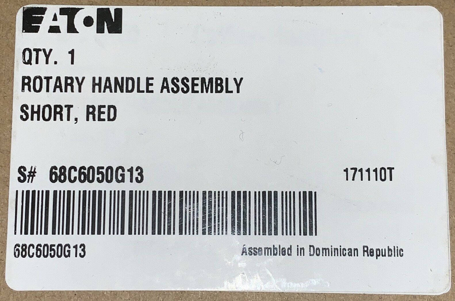 EATON CUTLER HAMMER Short RED Rotary Handle Assembly 68C6050613