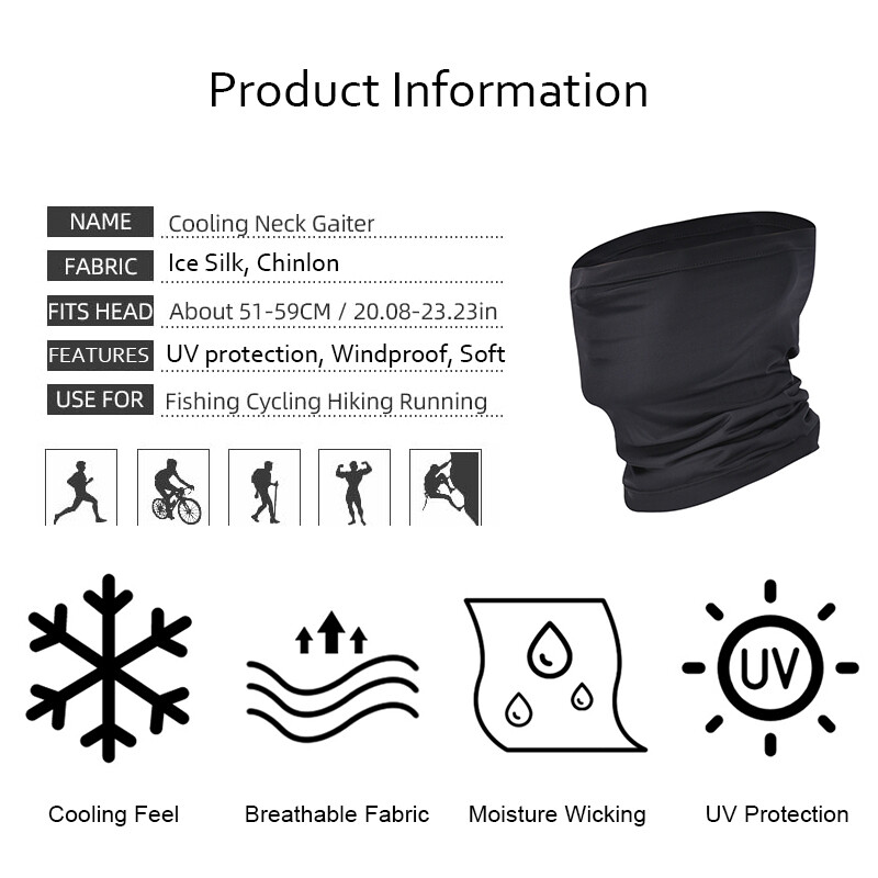 Hiking Face Mask Shield Scarf Neck Gaiter Ice Silk Sunscreen Headwear Scarves