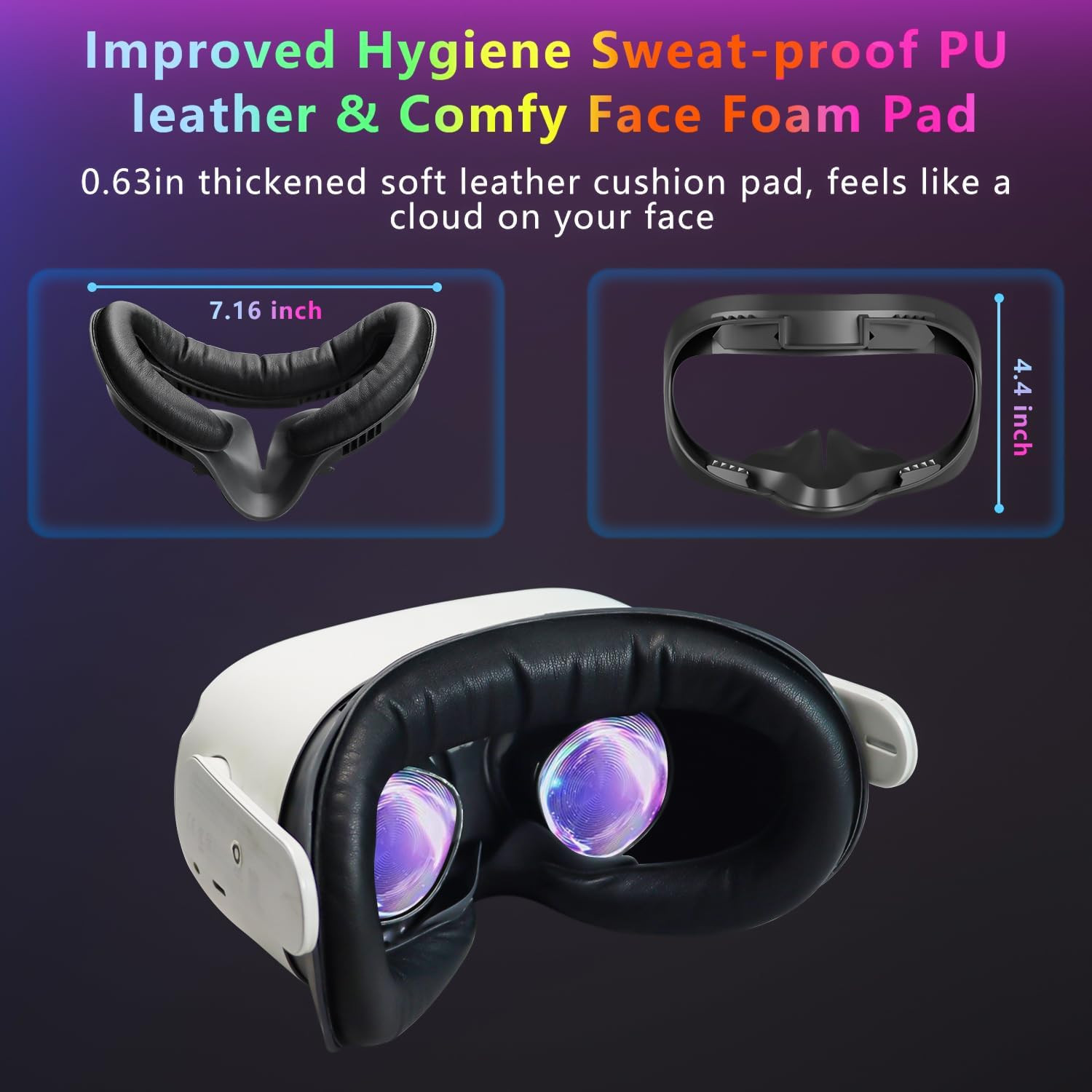Saqico Face Pad Replacement for Oculus Quest 2 - Comfortable PU Leather & Memory