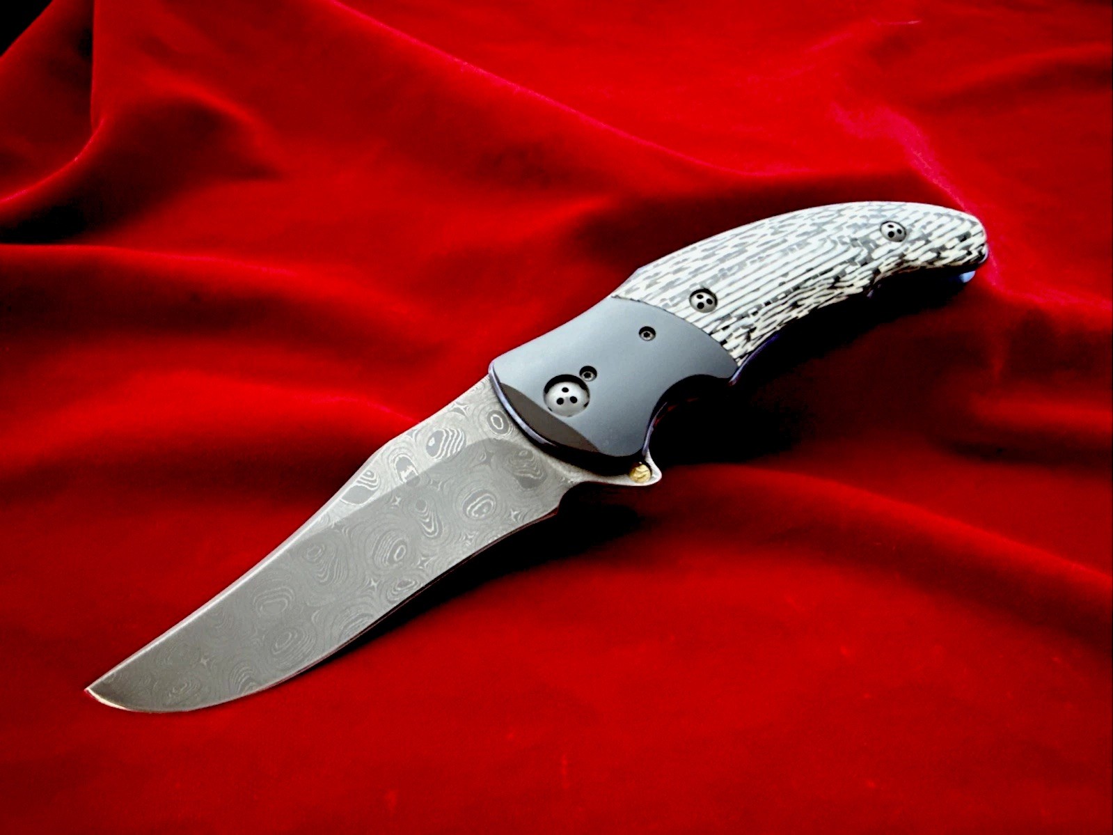 Allen Elishewitz Silver Fox Flipper Chad Nichols Damascus Custom Folding Knife
