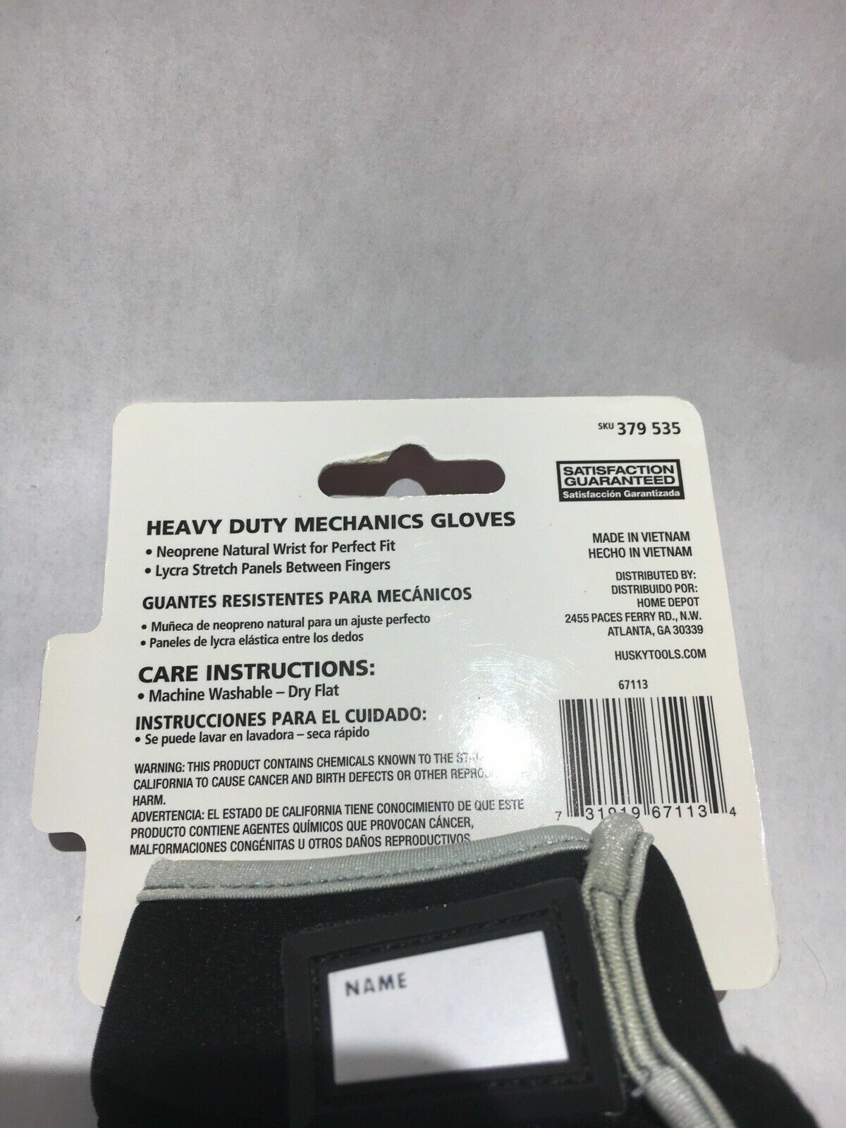 Husky Heavy Duty Mechanics Work Gloves Pair Size Large