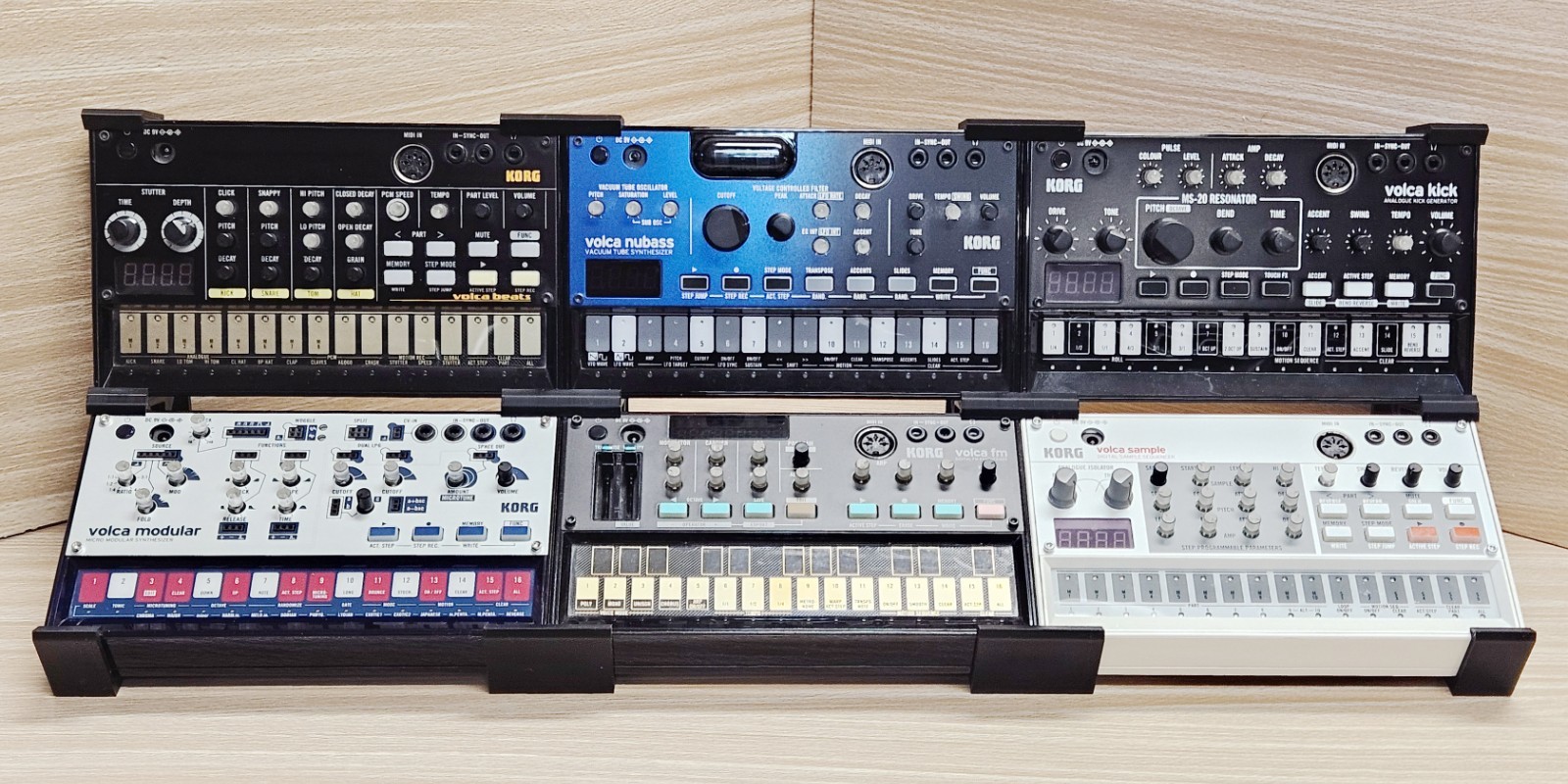 2 Tier Desktop Stand Holds 6 Korg Volca Bass FM Keys Nubass Loop Synthesizer