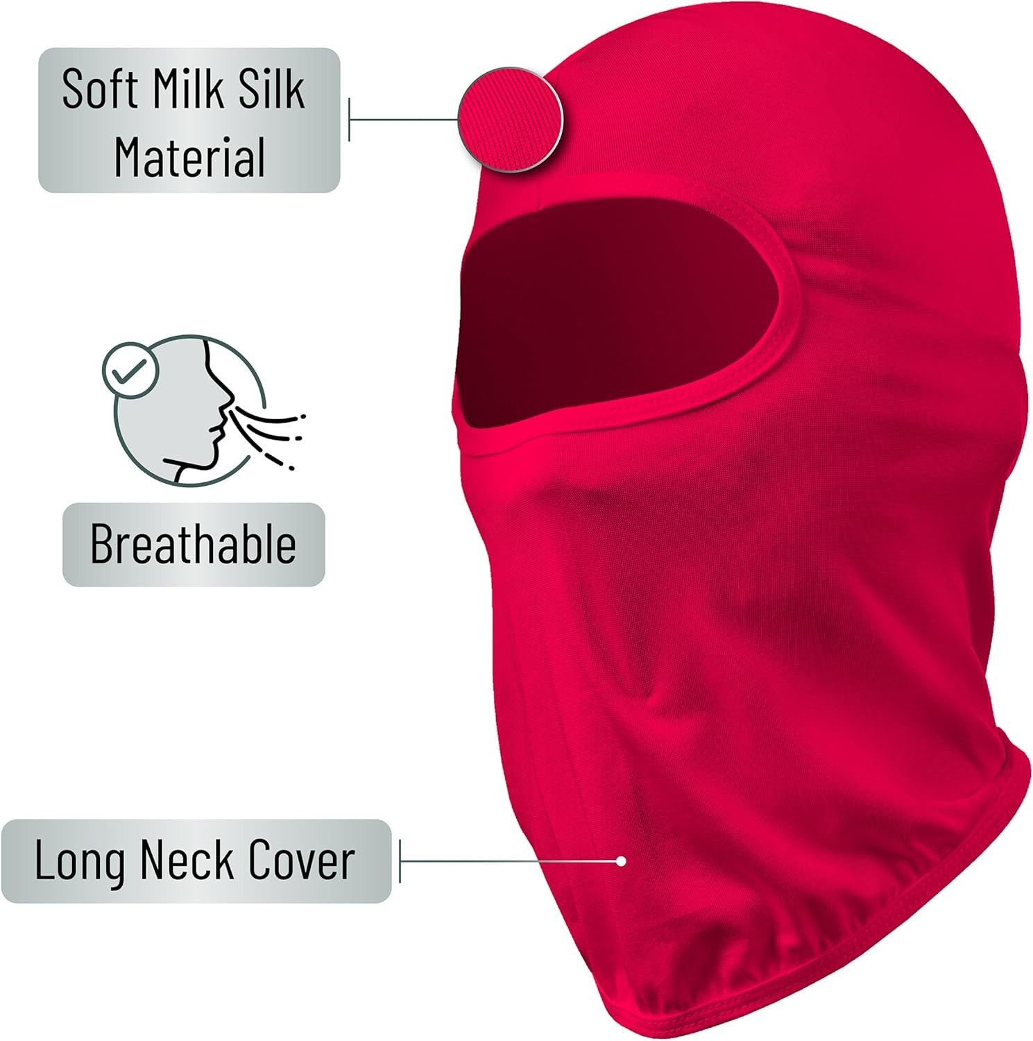 Comfortable Red Balaclava Face Mask - UV & Wind Protection for Active Lifestyles
