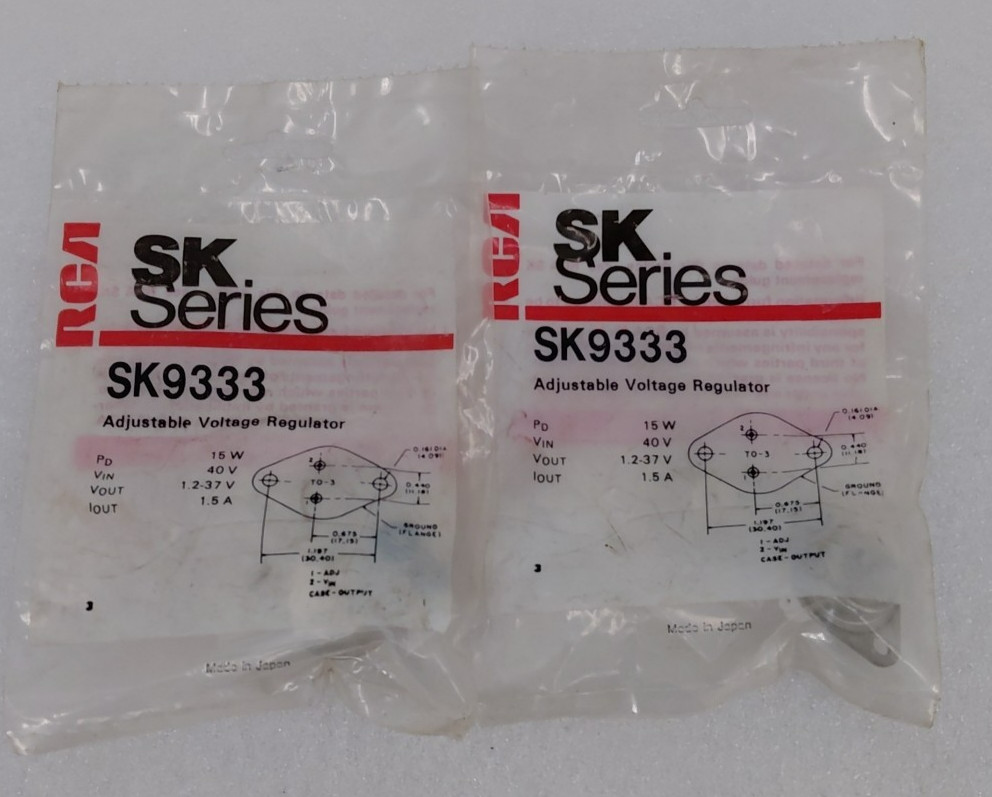 ( QTY : 2 ) RCA SK9333 Adjustable Voltage Regulator