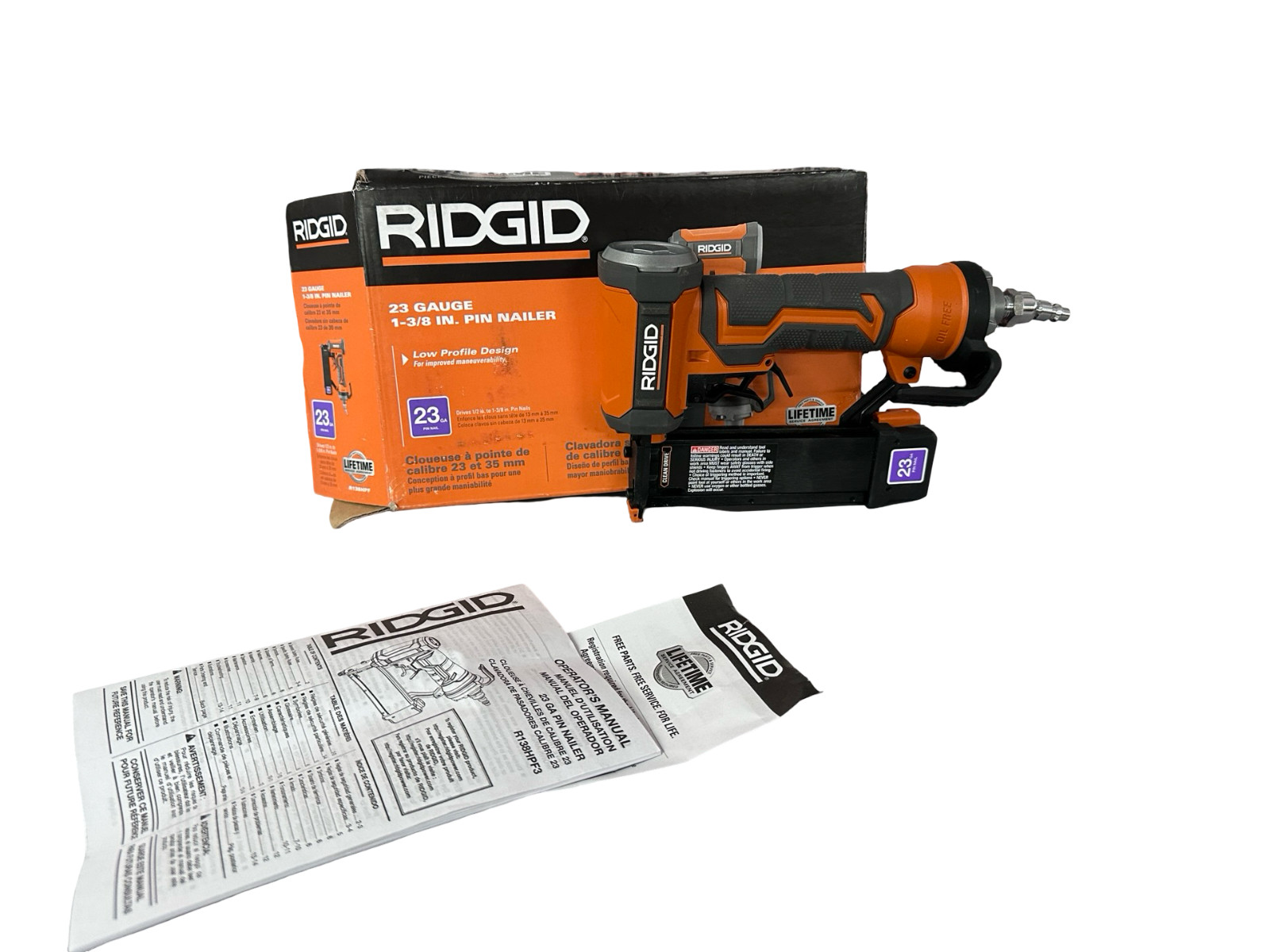 RIDGID R138HPF 23-Gauge 1-3/8" Pneumatic Pin Nailer E30