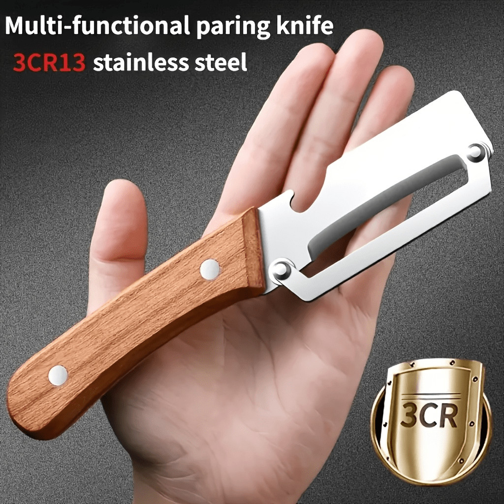 Multi-Functional Vegetable Peeler with Wooden Handle - 3CR13 Stainless Steel
