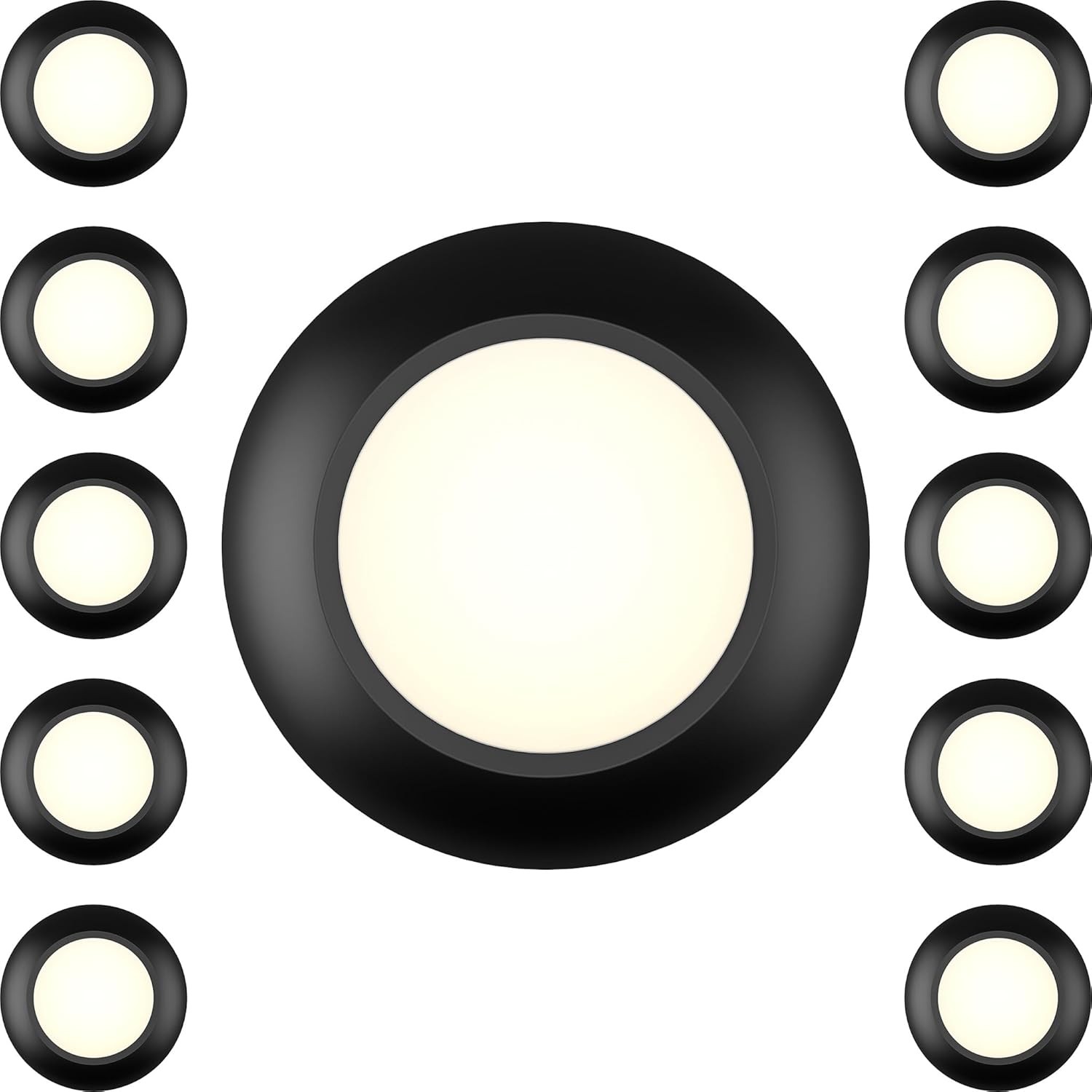 10 Packs 4 Inch Black LED Low Profile Recessed & Surface 10 Pack, 3000K