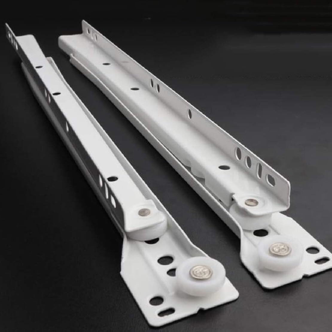 Drawer Slides White Double Stopper Functional Cabinet Hardware 75 lbs Capacity