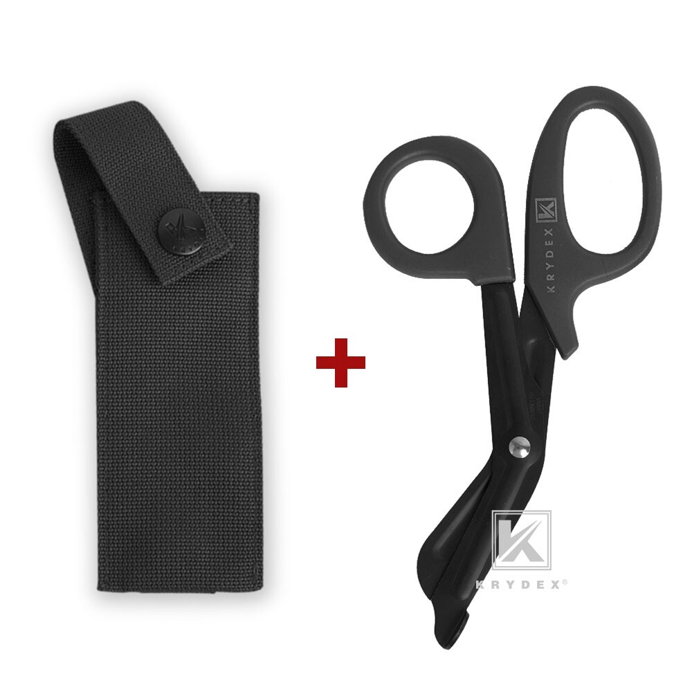 KRYDEX Medical Hand Pouch & Shears Shear Pouch Scissors Sheath MOLLE Back Black