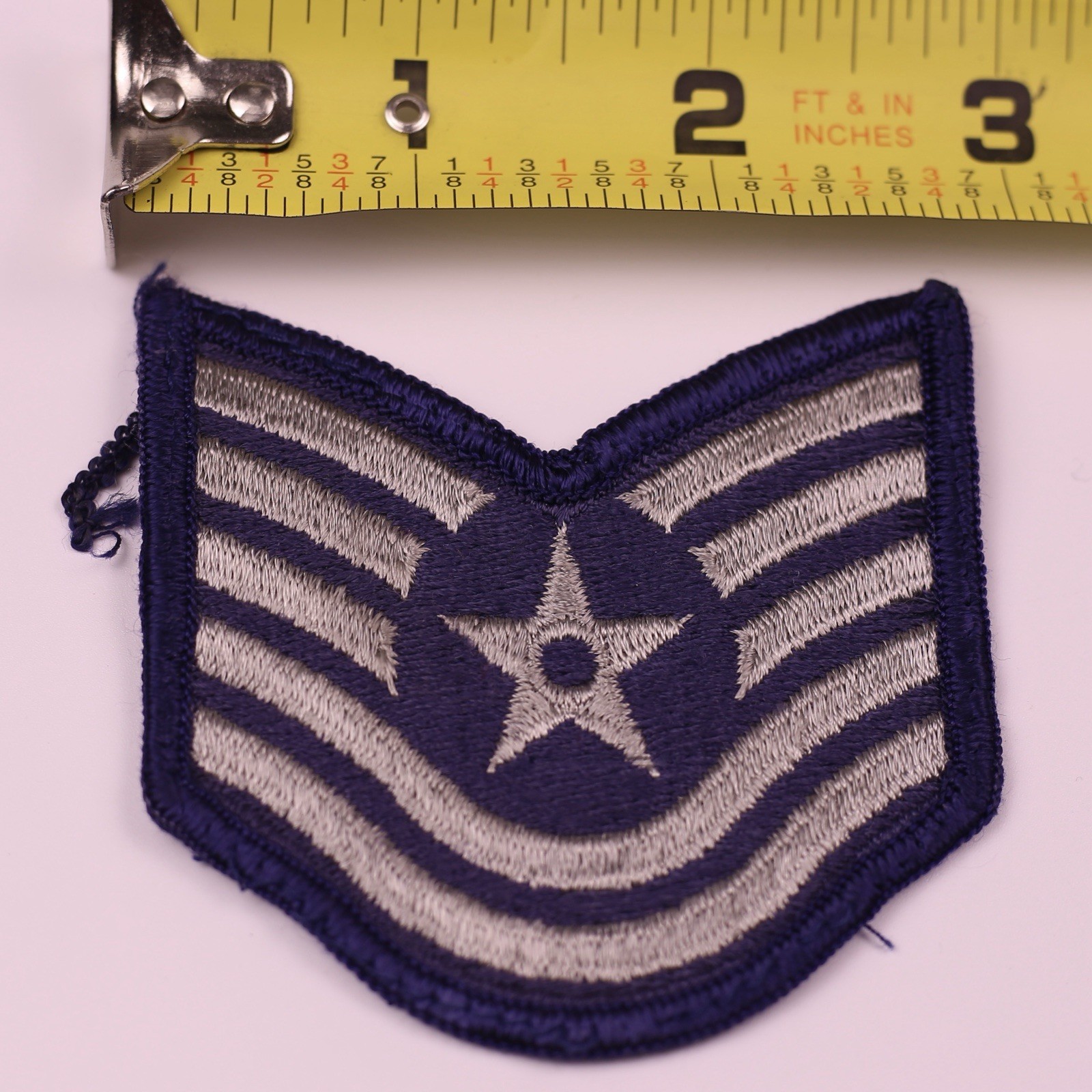 U.S. Military USAF Technical Sergeant Rank Insignia Patch E6 Blue Grey 3” Merrow