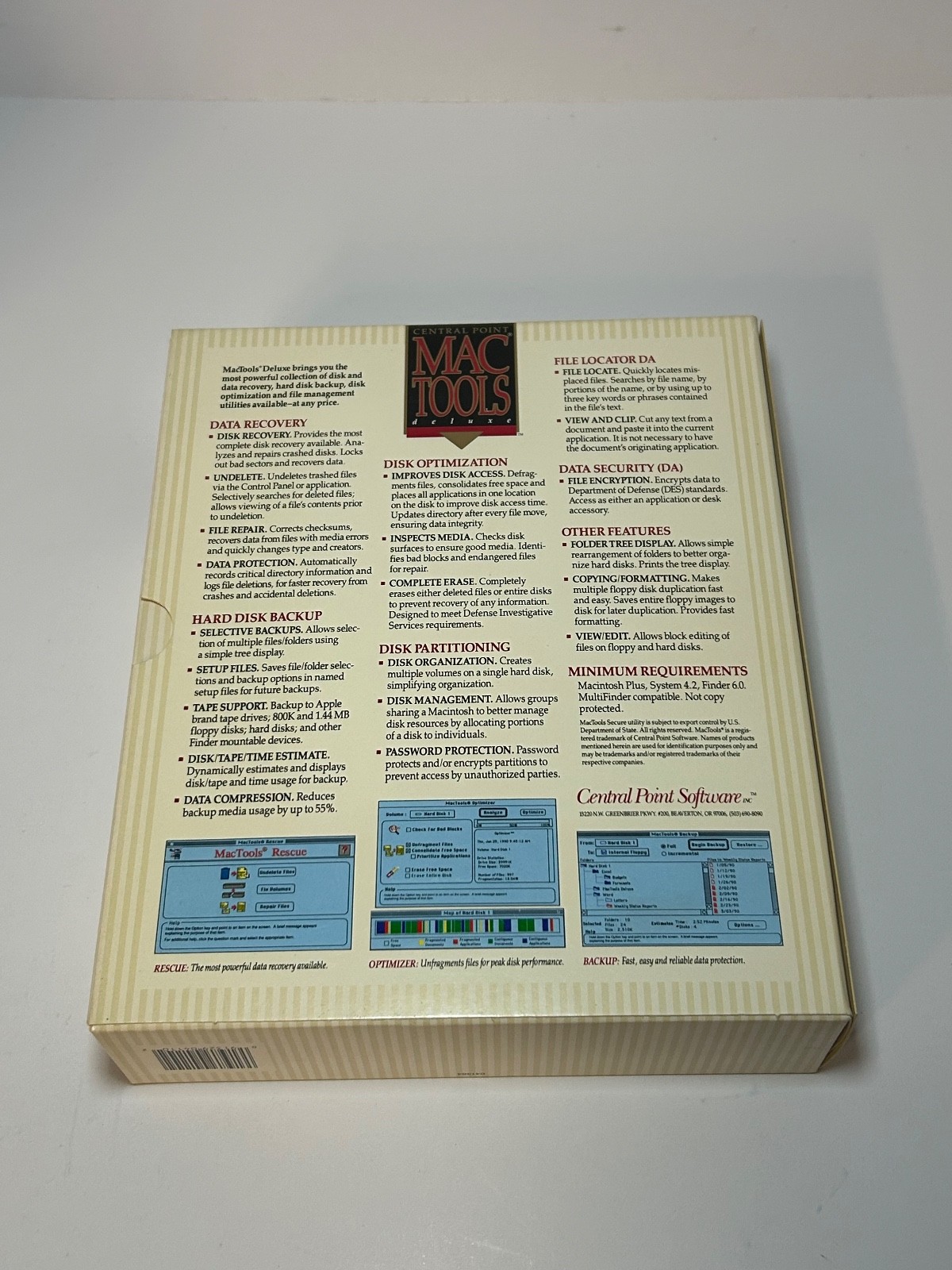 Vintage Central Point Software Mac Tools Deluxe for Apple Macintosh Data Recover