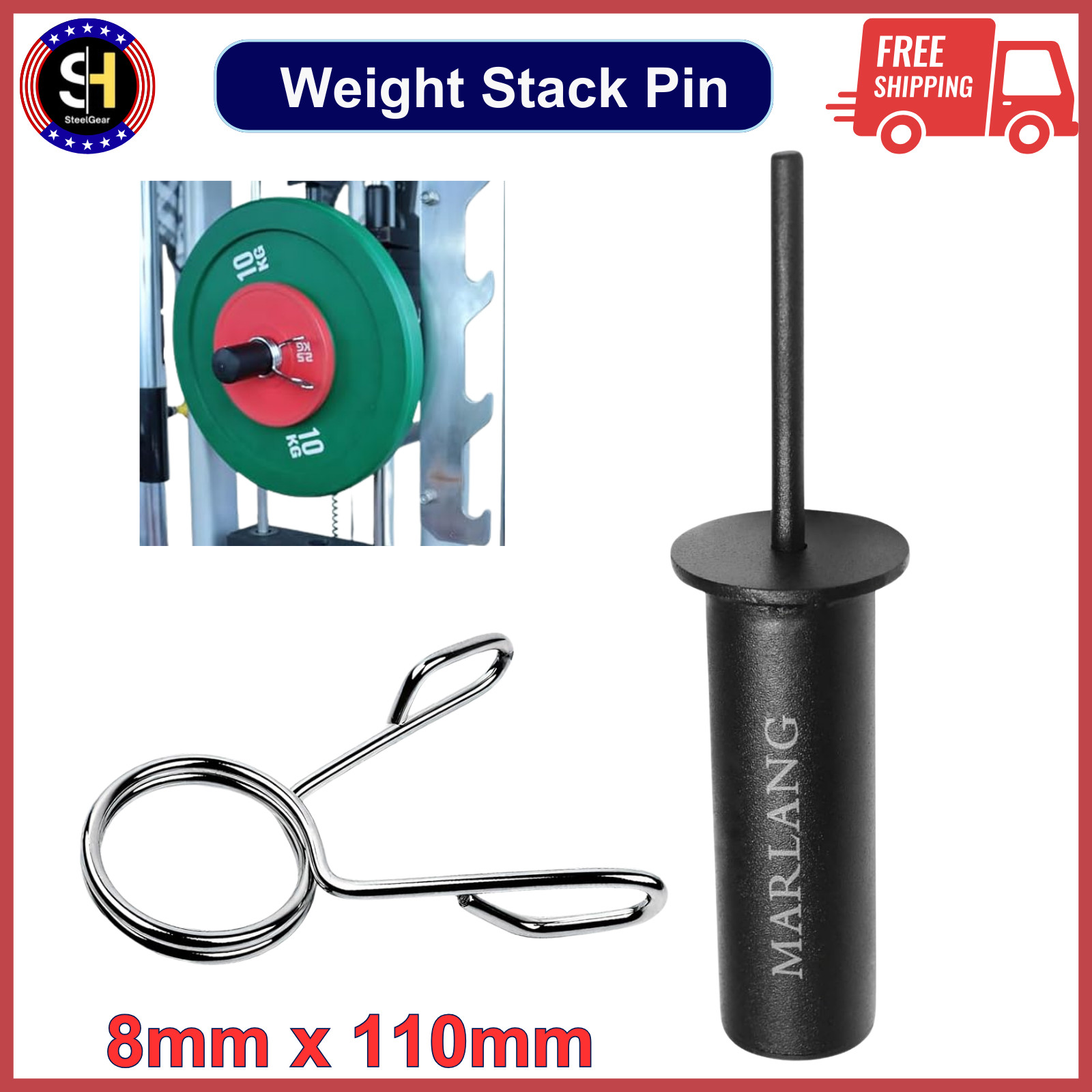 Weight Stack Pin Gym Pin for Home Gym and Cable Machine, Weight Stack Extender