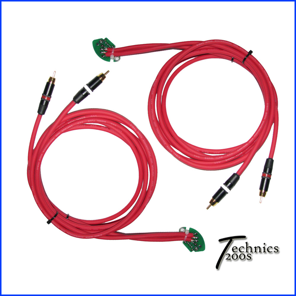 4 FT PAIR RED TECHNICS 1200 1210 6FT RCA RCAS - NEUTRIK GOLD - INTERNAL GND