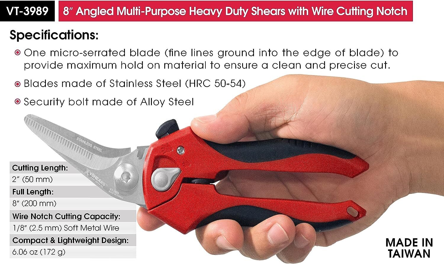 VT-3989 vSHEARS 8" Multi-Purpose Angled Shears by Vampire Tools