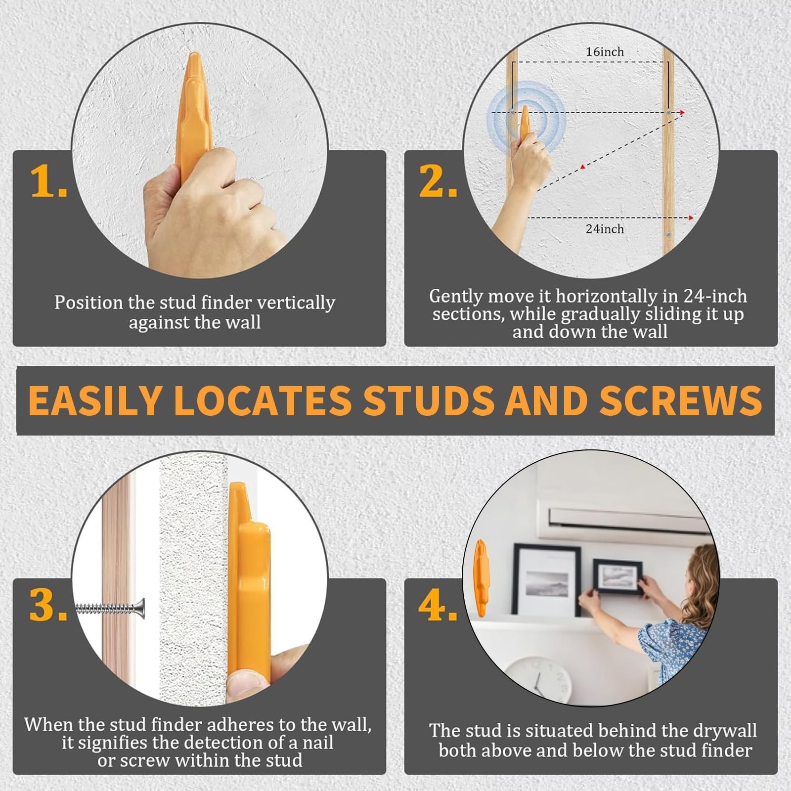 Magnetic Stud Finder for Drywall, Manual Wall Stud Locator Tool for Finding S...