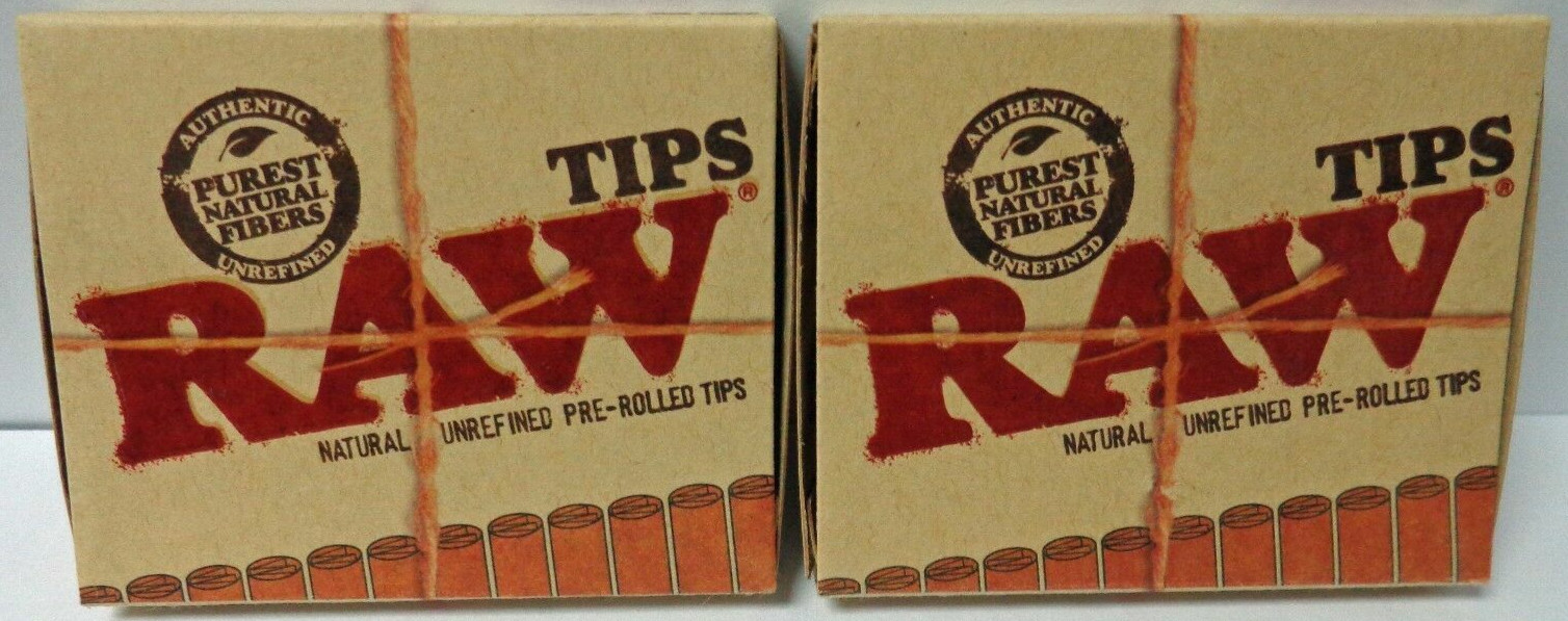 RAW PRE ROLLED TIPS x2 Packs Cigarette Filter Rolling Tips **Free Shipping**