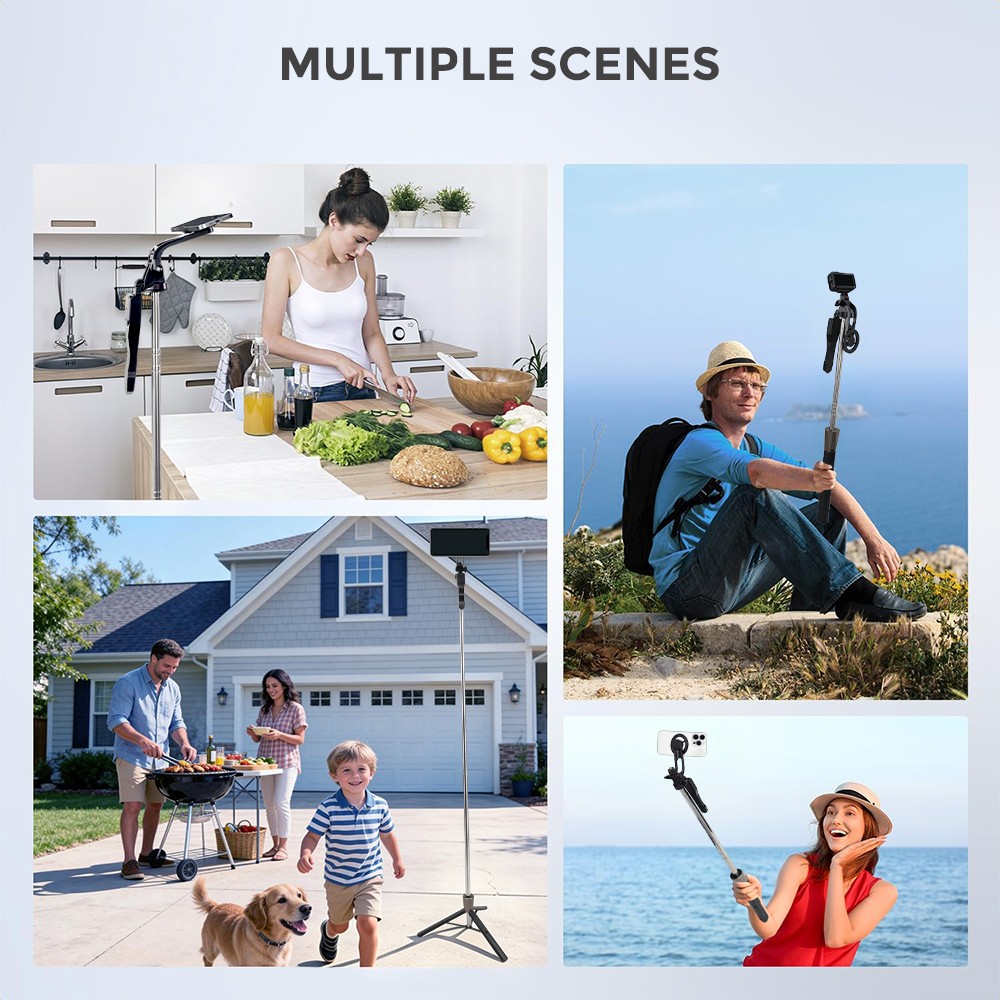 67in Magnetic Phone Tripod & Selfie Stick Extendable w/Remote for iPhone/Android