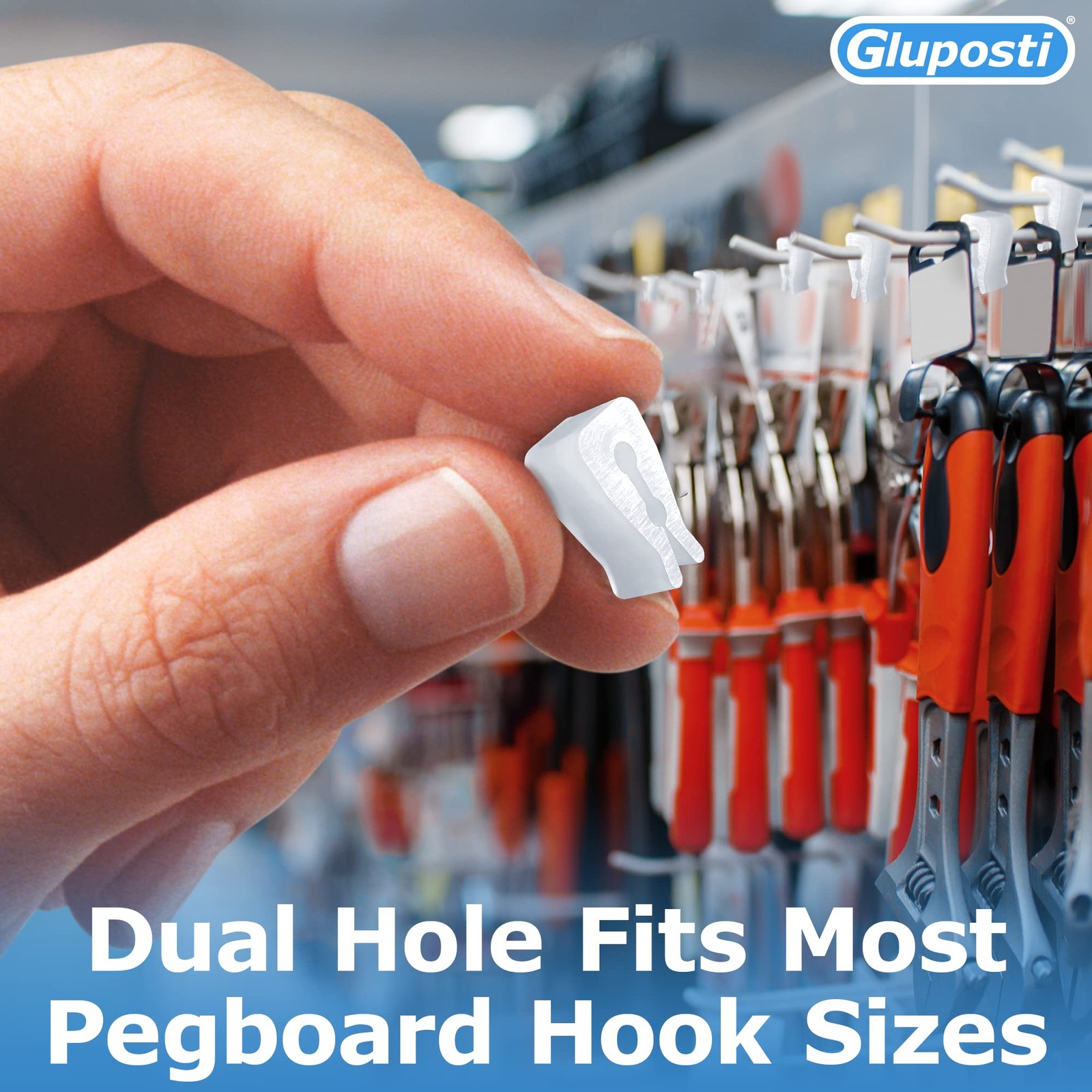 Peg Hook Stoppers for 1/4 Pegboard Hooks and Slatwall, Clear Rectangular Inve...