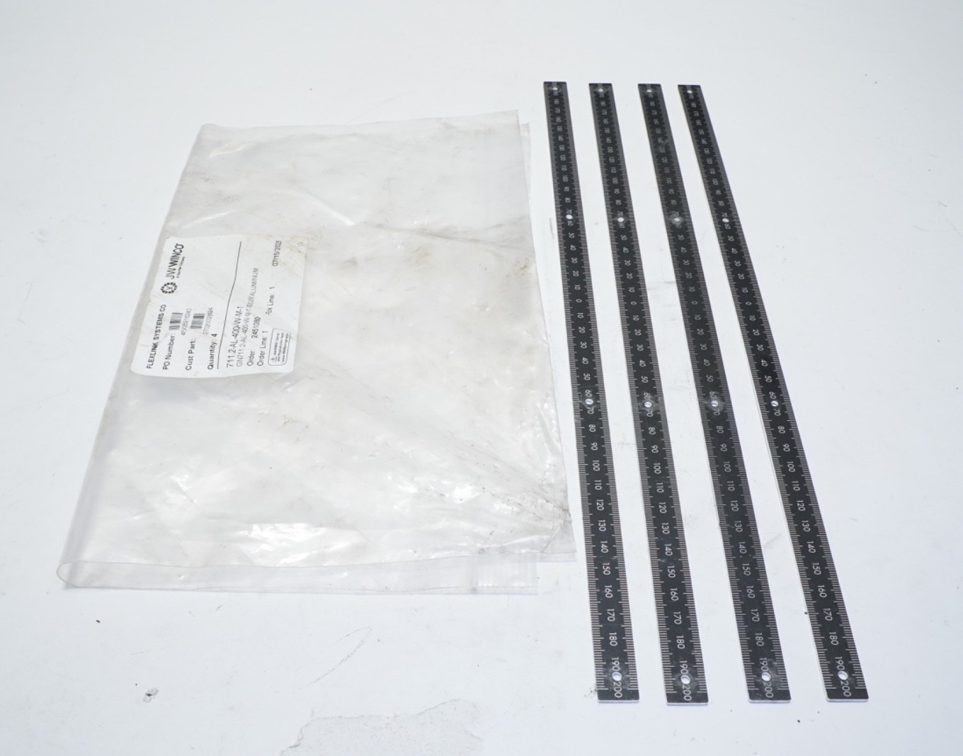 Lot of 4 GN 711.2-AL-400-W-M-1 Rulers Figure Aluminum W/Mounting Holes ShipsFREE