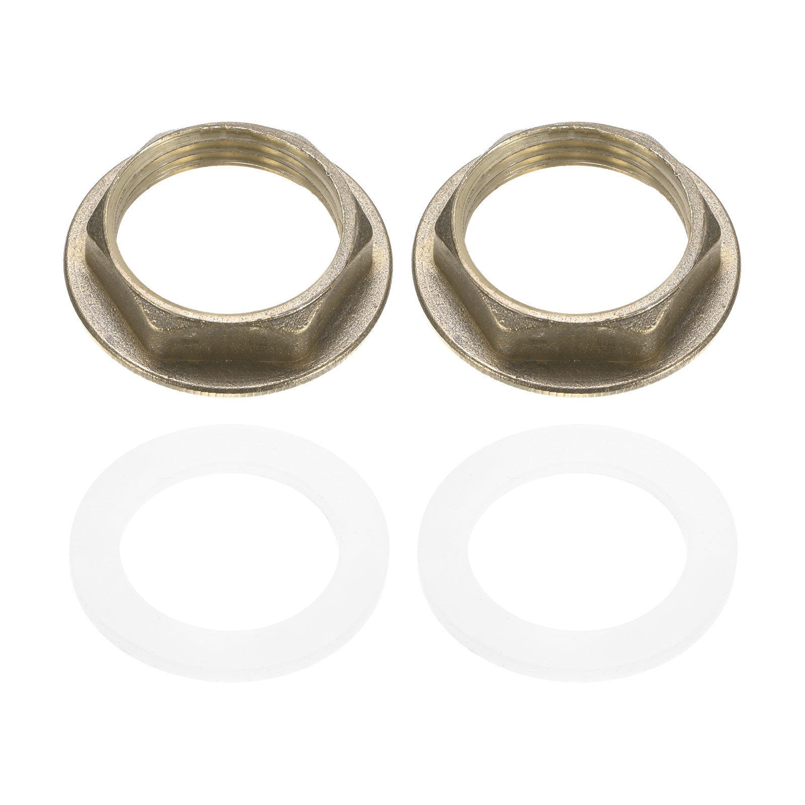 2 Pcs Brass G 1" Pipe Fitting Flange Hex Locknuts with Washer