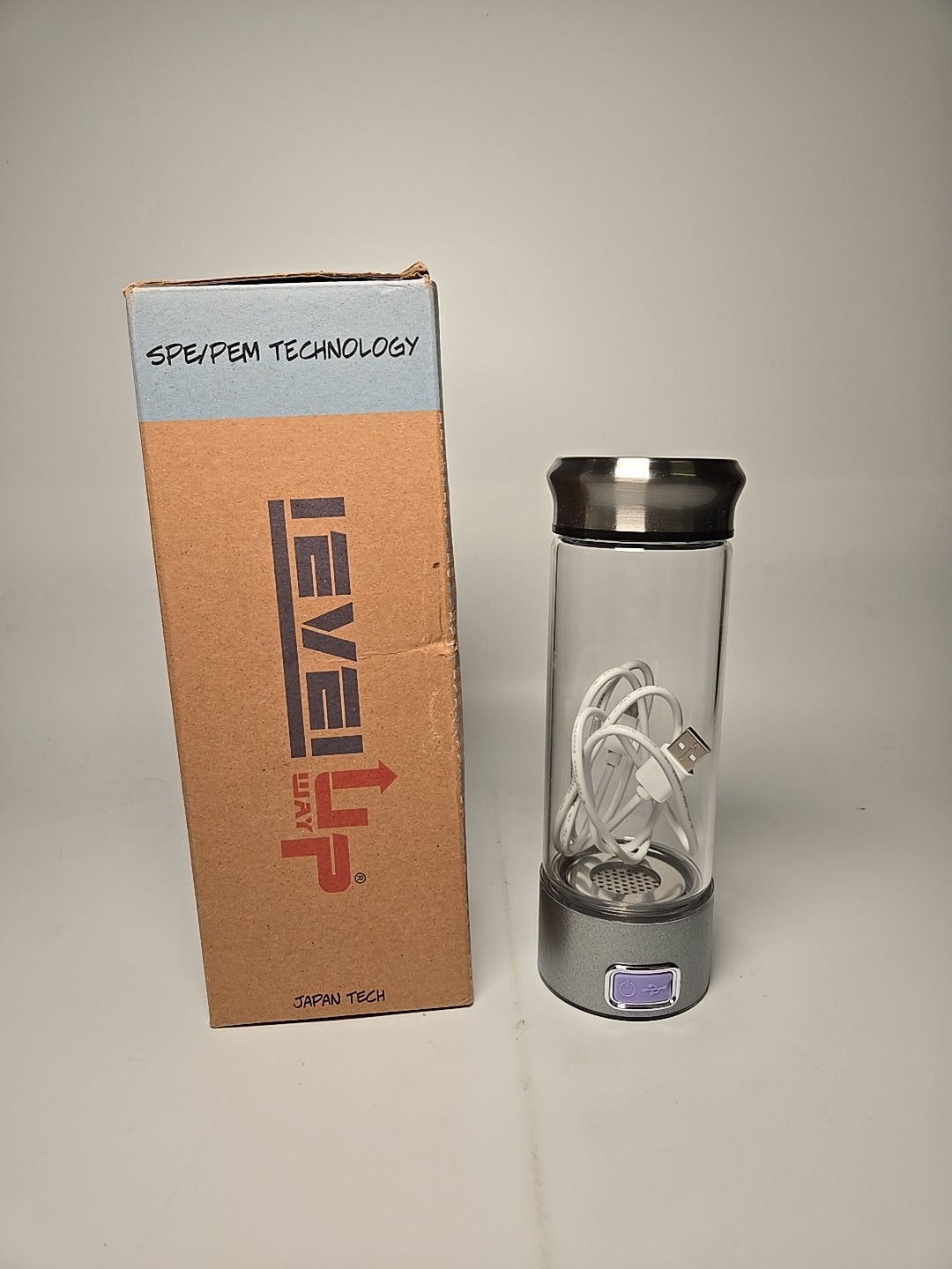 LevelUpWay - New Model - Glass Hydrogen Generator Water Bottle SPE PEM