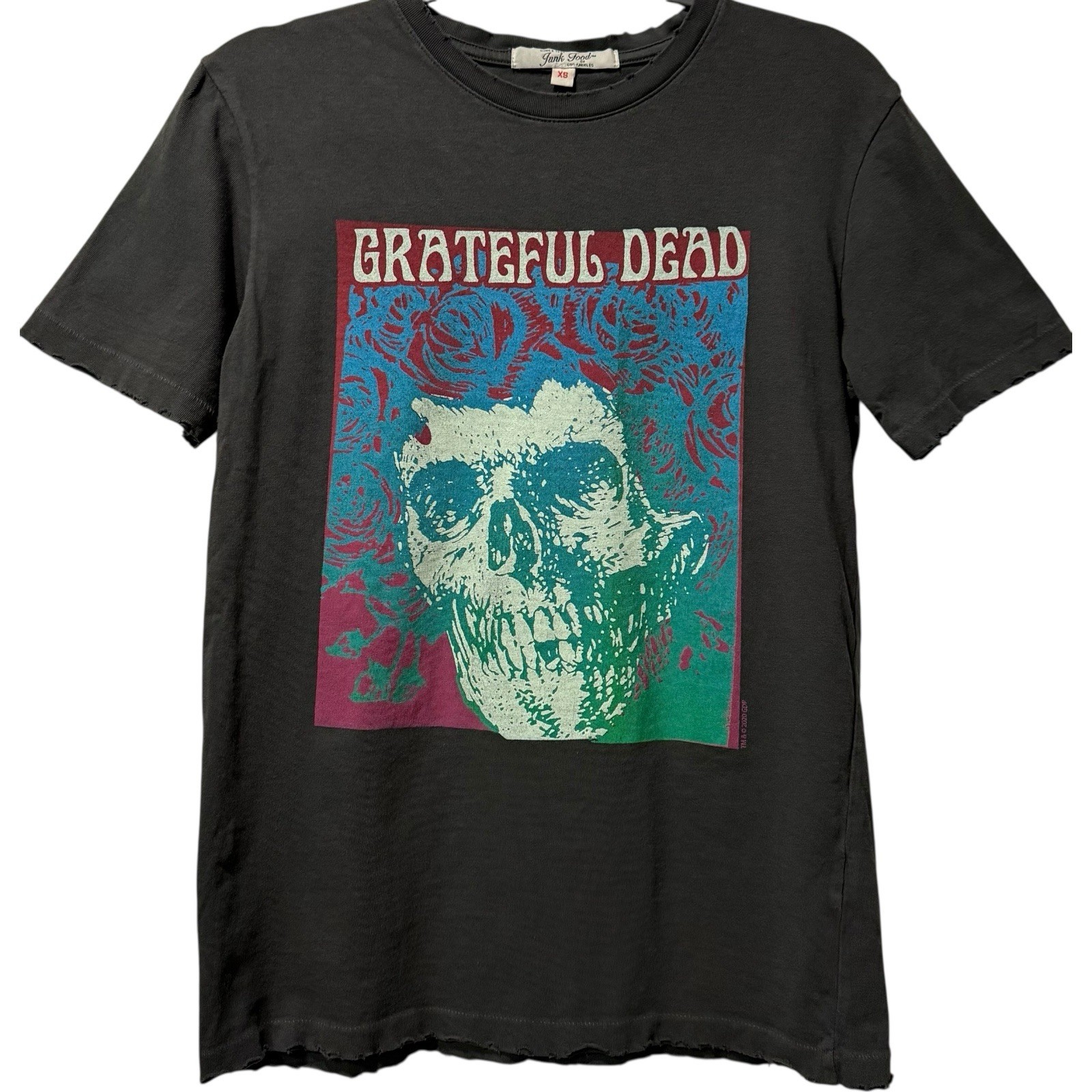 Junk Food Grateful Dead Skull & Roses Rare Tee Made in USA Washed Black XS