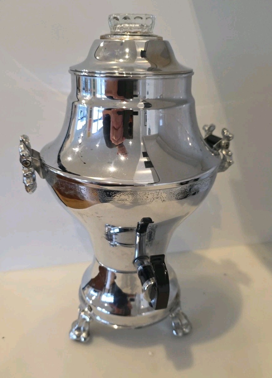 VTG United Automatic Percolator Coffee Maker 840 w/ Cord Silver TESTED