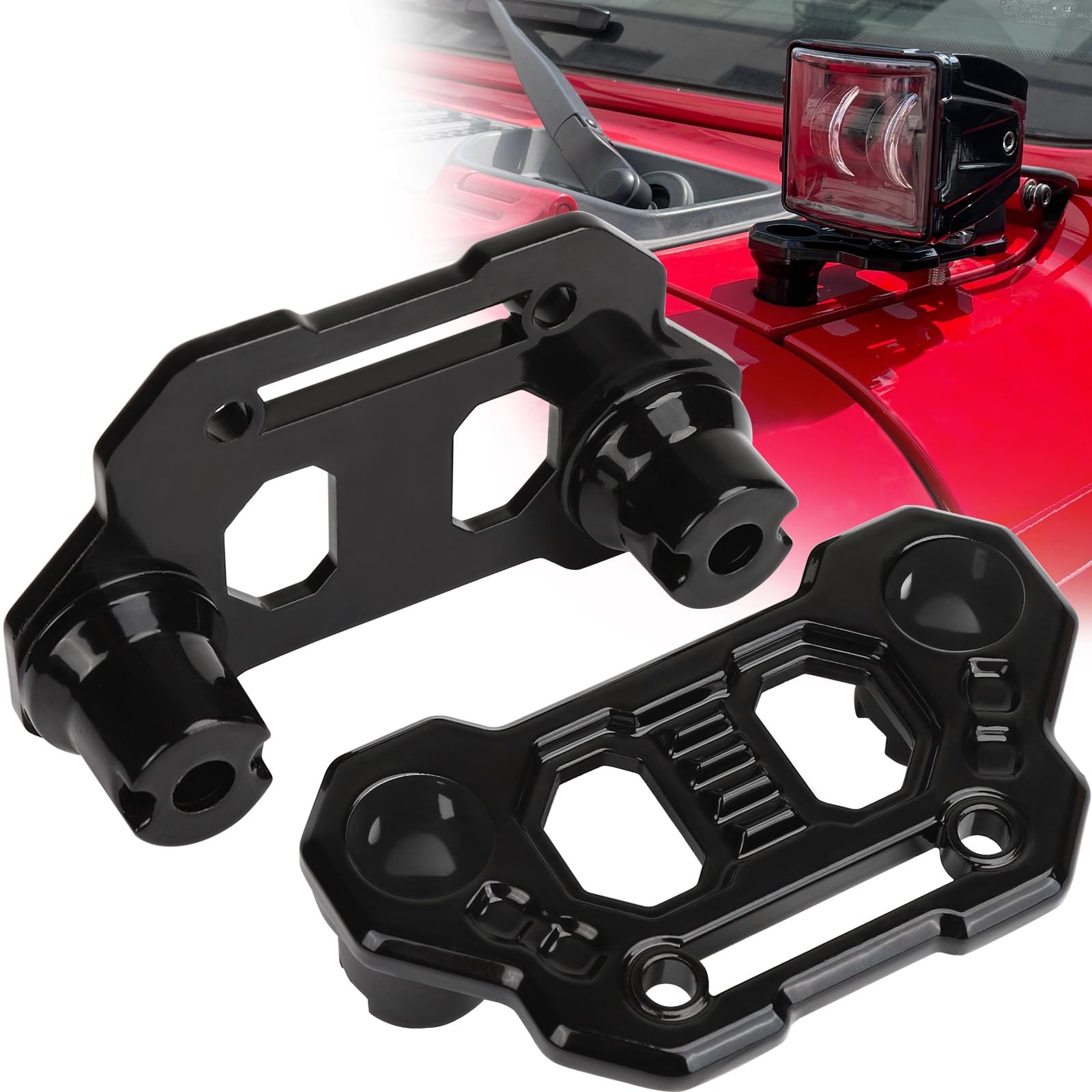Wrangler JL Light Bar Hood Mounting Brackets, Gladiator JT Ditch Light Cowl Moun