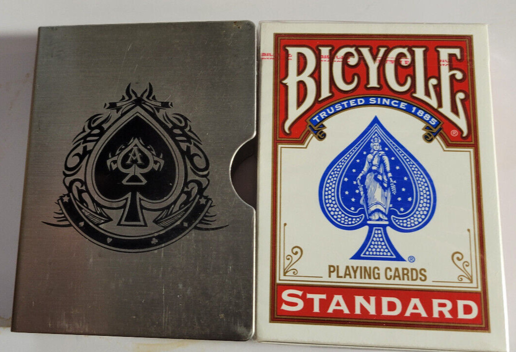 Metal Card Guard - Silver, 7 of clubs, 8 of hearts predict (inc. deck of cards)