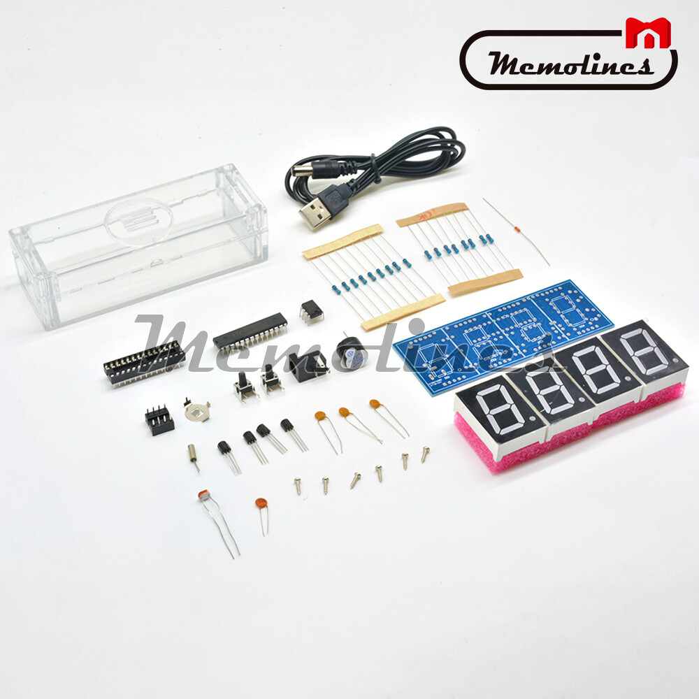 DC 5V LED Electronic 4-Bit Digital Temperature Thermometer Clock DIY Kits