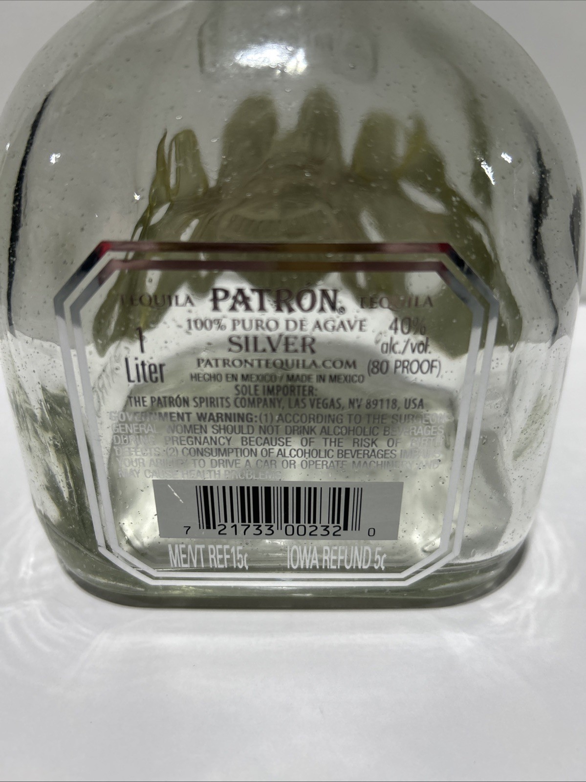 Patron Silver 1492 Tequila Limited Edition 2015 Liter bottle + cork EMPTY!