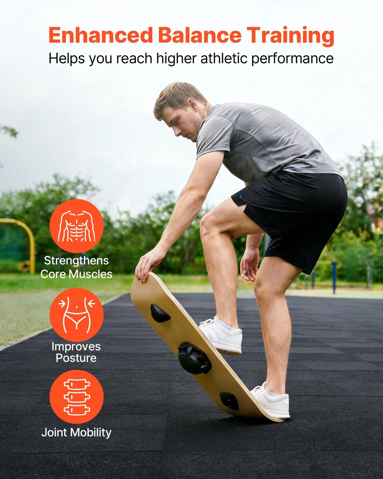 Balance Board, Wobble Board Trainer for Adults 3-Level Adjustable Base, Premium